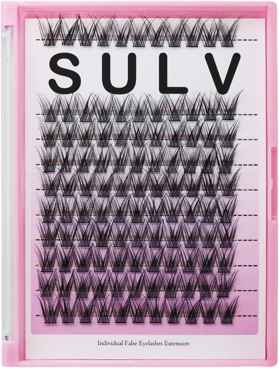 SULV Black False Lash Cluster D Curl 8-20Mm Mixed Large Tray Lashes Extensiond Lashes Wispy Lashes Extensions Dramatic Lash Clusters (D#-12-14-16-18Mm Mixed)