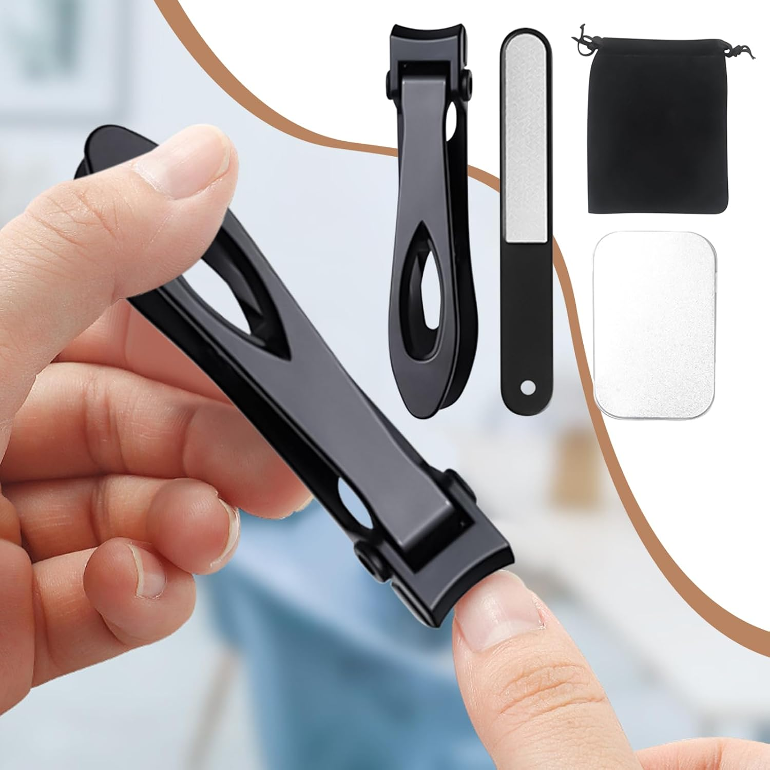 Toenail Clippers Set,Stainless Steel Grooming Fingernail Cutter Set - Anti-Splash Toenail Cutter Kit for Coworkers Teens Youth Son Friends Wife Girls - Silver image number 6