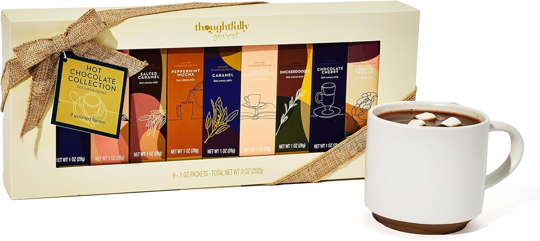 Thoughtfully Gourmet, Gourmet Hot Chocolate Gift Set, Flavours Include Salted Caramel, Toasted Marshmallow, Snickerdoodle and More, Pack of 9 image number 6