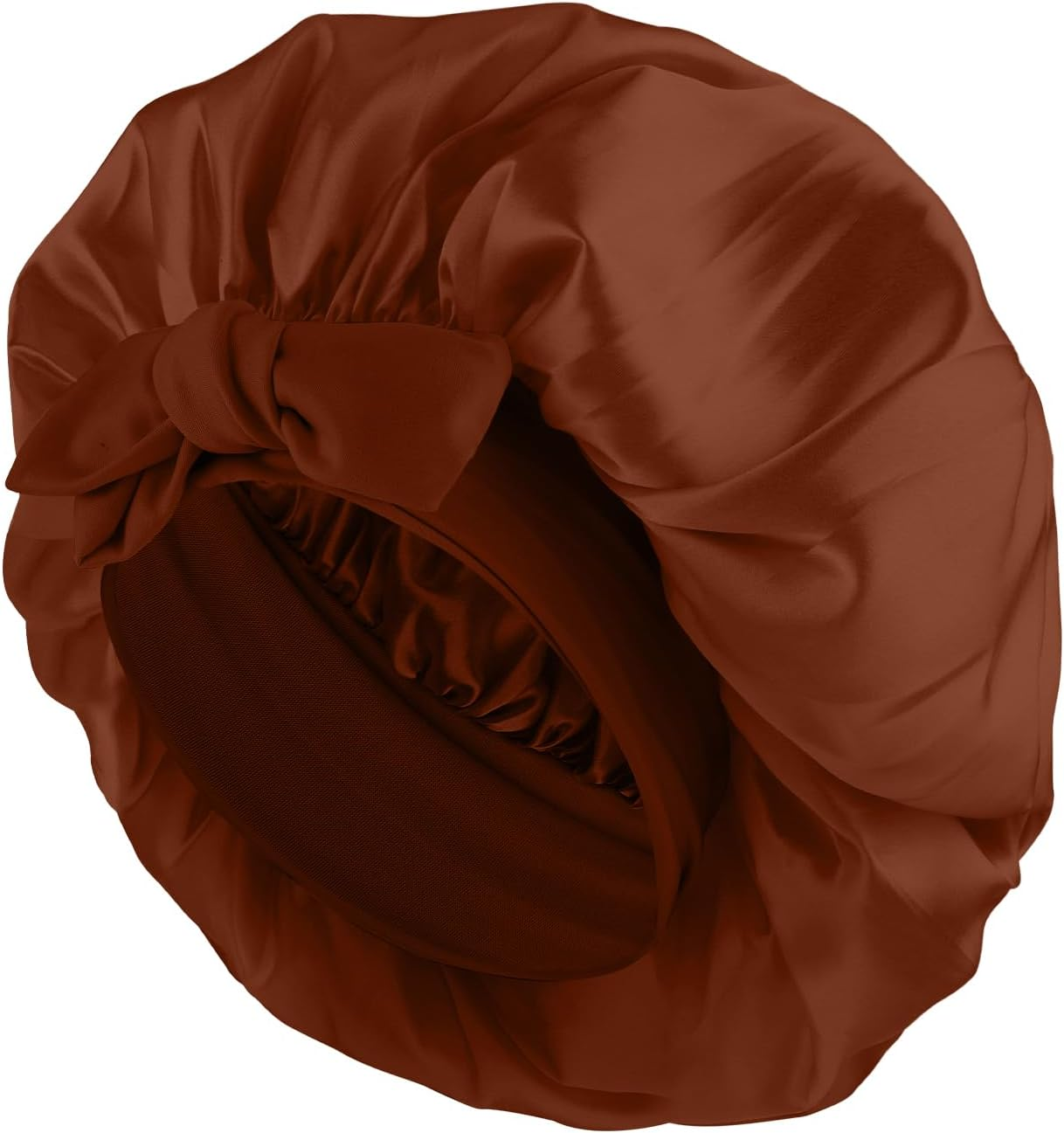 Abeillo Silk Sleep Bonnets for Women, 1PC Adjustable Satin Night Sleeping Cap Soft Elastic Band Silk Bonnets for Sleeping, Hair Bonnet with Tie Band for Curly Hair Braid Women (Wine Red)