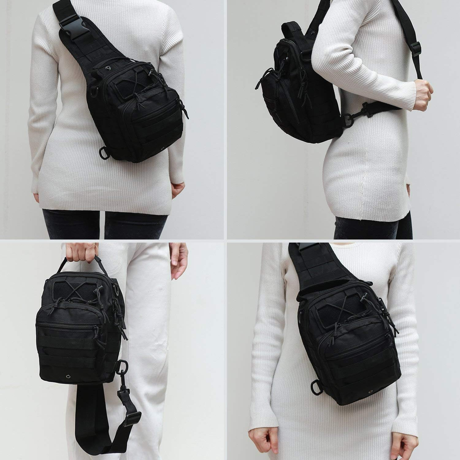 Tactical Shoulder Bag,1000D Outdoor Military Sling Daypack Backpack image number 5