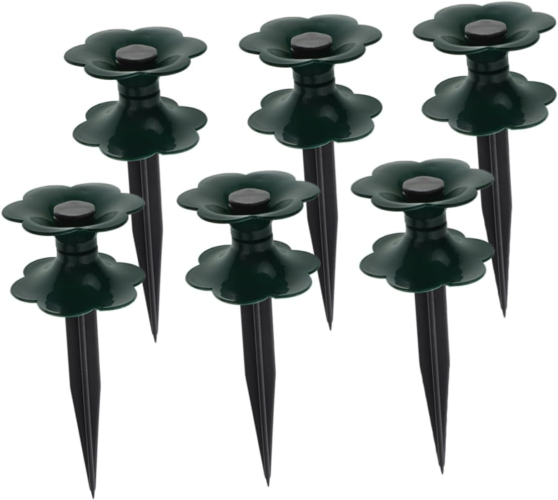 Kisangel 6Pcs Garden Hose Guide Spikes Ground Stakes for Outdoor Lawn and Garden Use Small Sturdy Plastic Water Hose Holders in Black and Green for Gardening Supplies image number 1