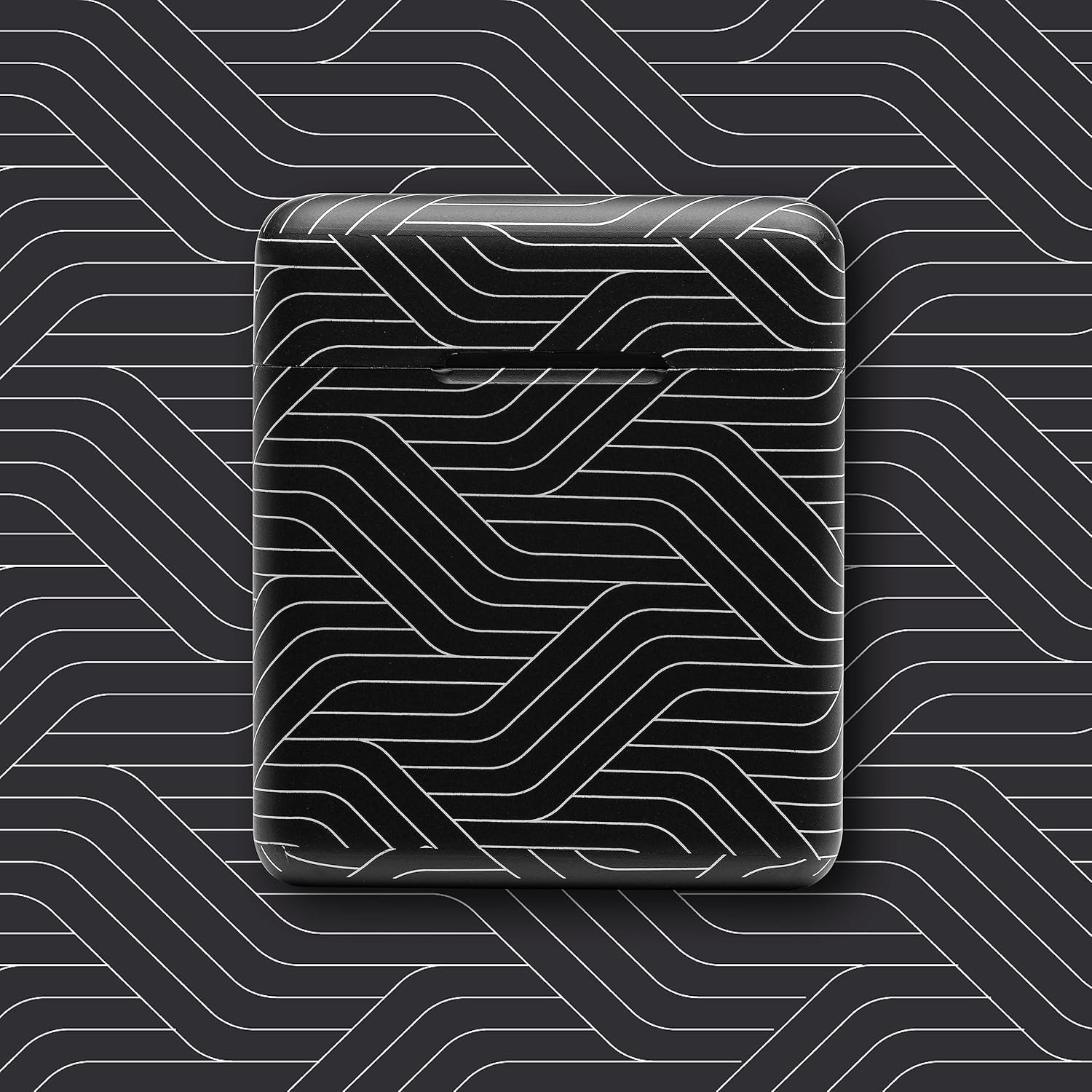 Music Sound Bluetooth Headphones Wireless Capsule in Ear | Wireless Bluetooth Headphones for Smartphones with 5X Charging Box - 3 Hours Autonomy - Built-In Microphone - Pattern Black Lines - Arazzo image number 6