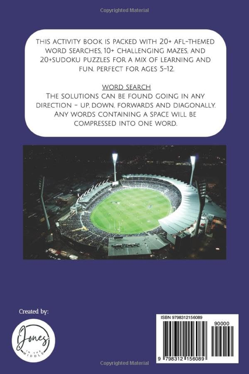 AFL Activity Book for Kids: Puzzles, Activities, Mazes, Sudoku and Word Searches with Easy to Read Print about Everything AFL, Football and More | 6X9 ... Birthday, Vacations, Holidays and Free Tim