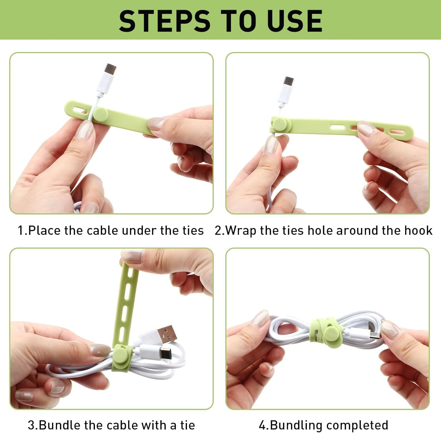 20Pcs Silicone Cable Straps, Wire Organizer Ties, Self-Locking, Colorful, 5.12In/13Cm X 0.5In/1.1Cm, 5Mm Max Diameter, Lock Style, Cable Tie Organizer image number 1