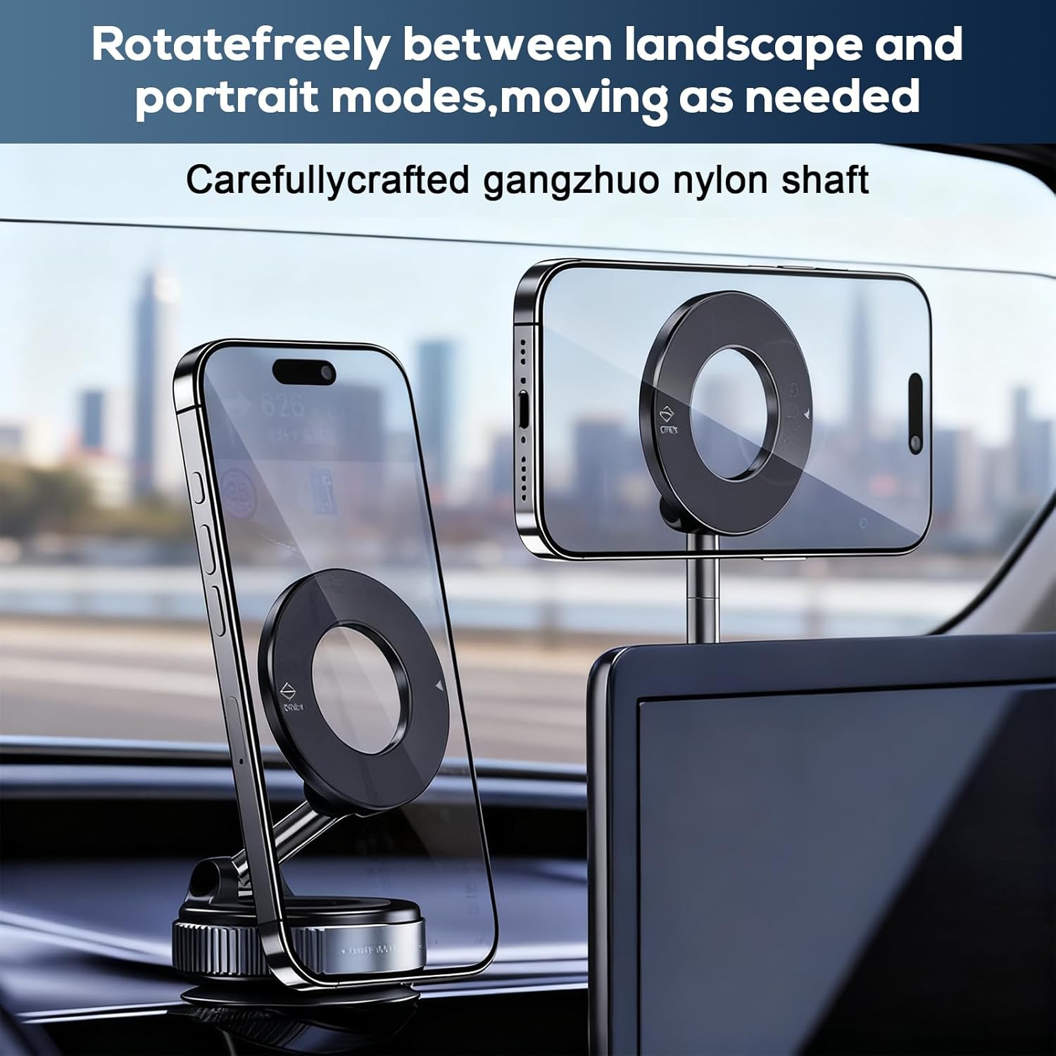 Car Phone Holder for Iphone, Magsafe Car Mount with 360&deg; Adjustable Magnetic Suction Cup, Foldable Pocket Size Cell Phone Holders for Car Accessories image number 2