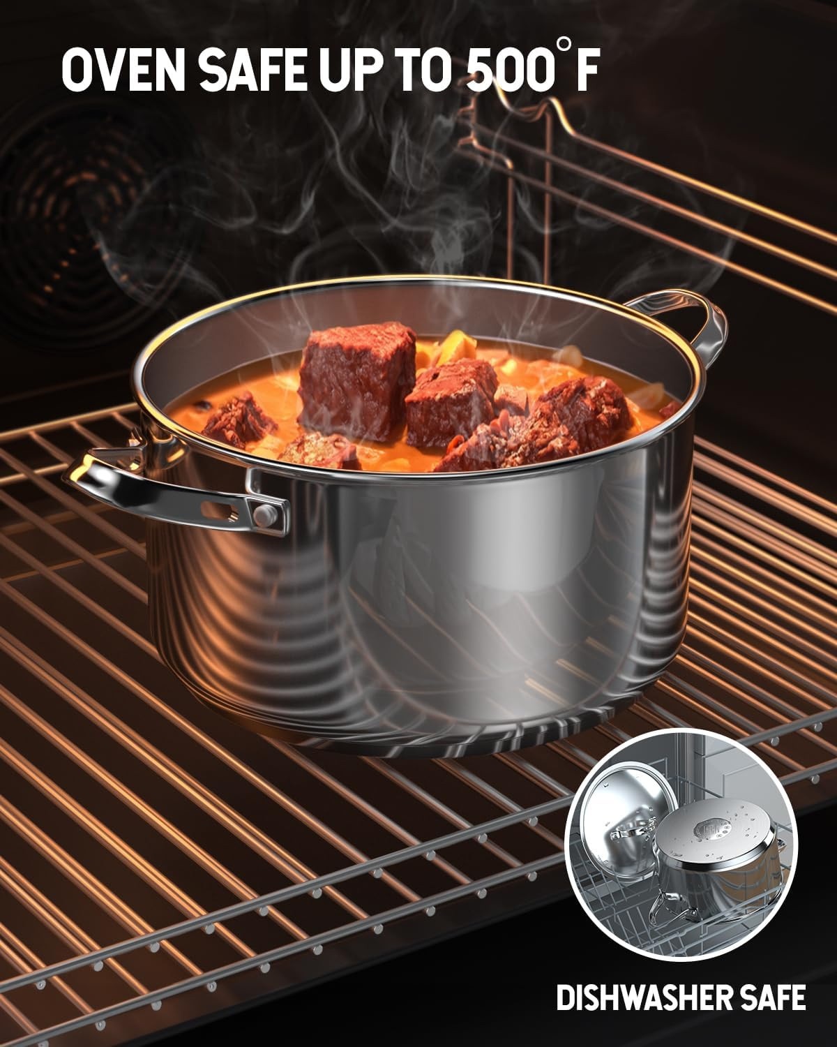 Cooks Standard 18/10 Stainless Steel Stockpot 6-Quart, Classic Deep Cooking Pot Canning Cookware Dutch Oven Casserole with Stainless Steel Lid, Silver image number 3