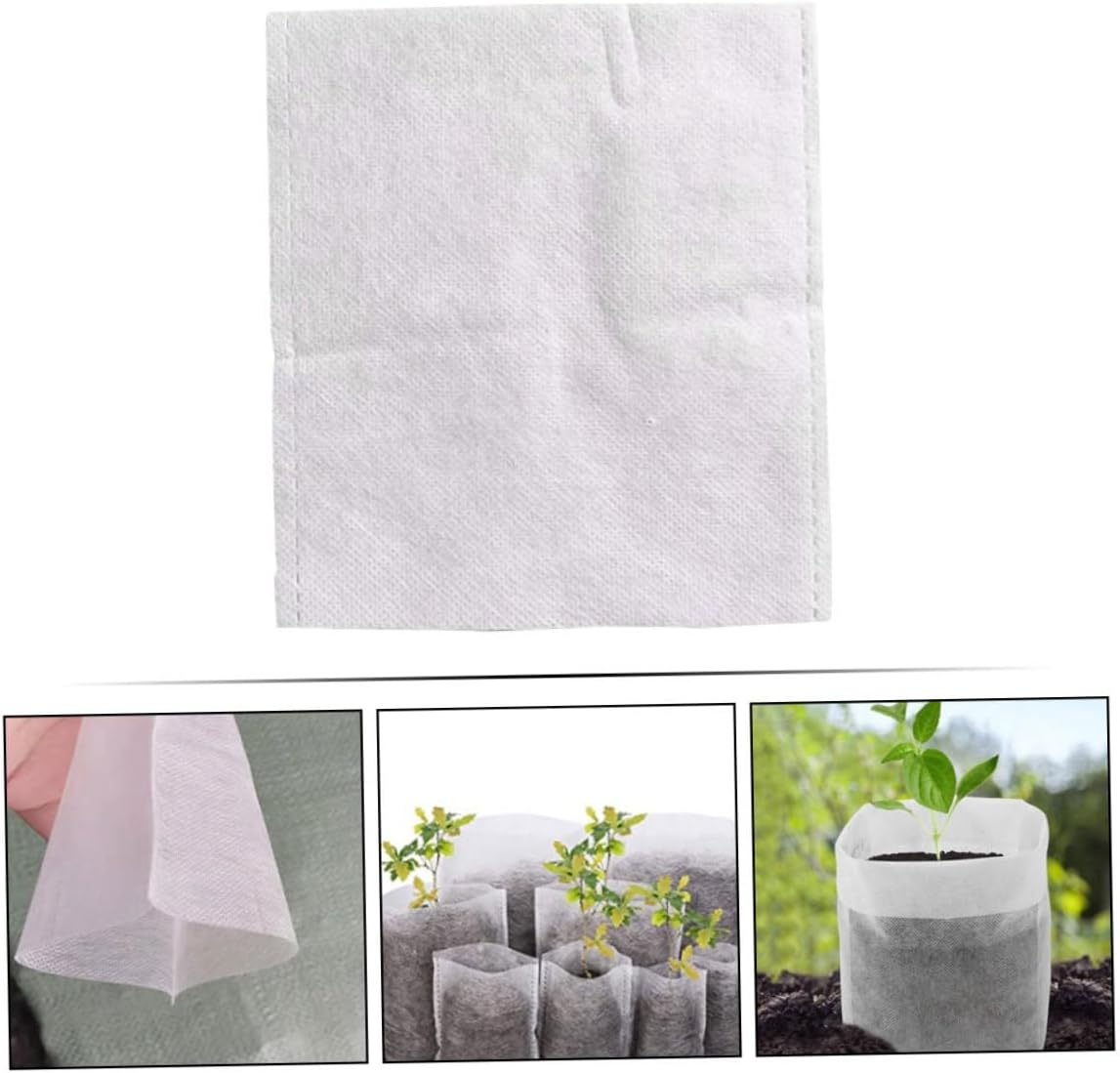 CAXUSD 100Pcs Nursery Bags Plant Grow Bags Flower Planter Pouches Non-Woven Fabrics for Gardening image number 4