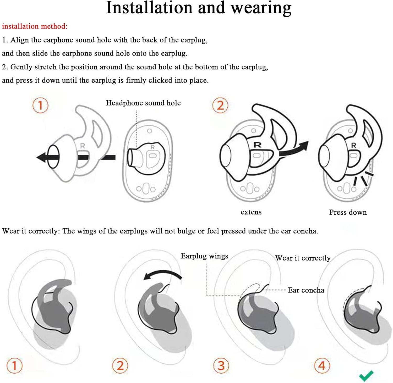 Adhiper Qc/Sport Silicone Ear Plugs Compatible with Bose Quietcomfort/Bose Sport Wireless In-Ear Headphones, S M L 3 Pairs of Silicone Replacement Ear Plugs (White) image number 6