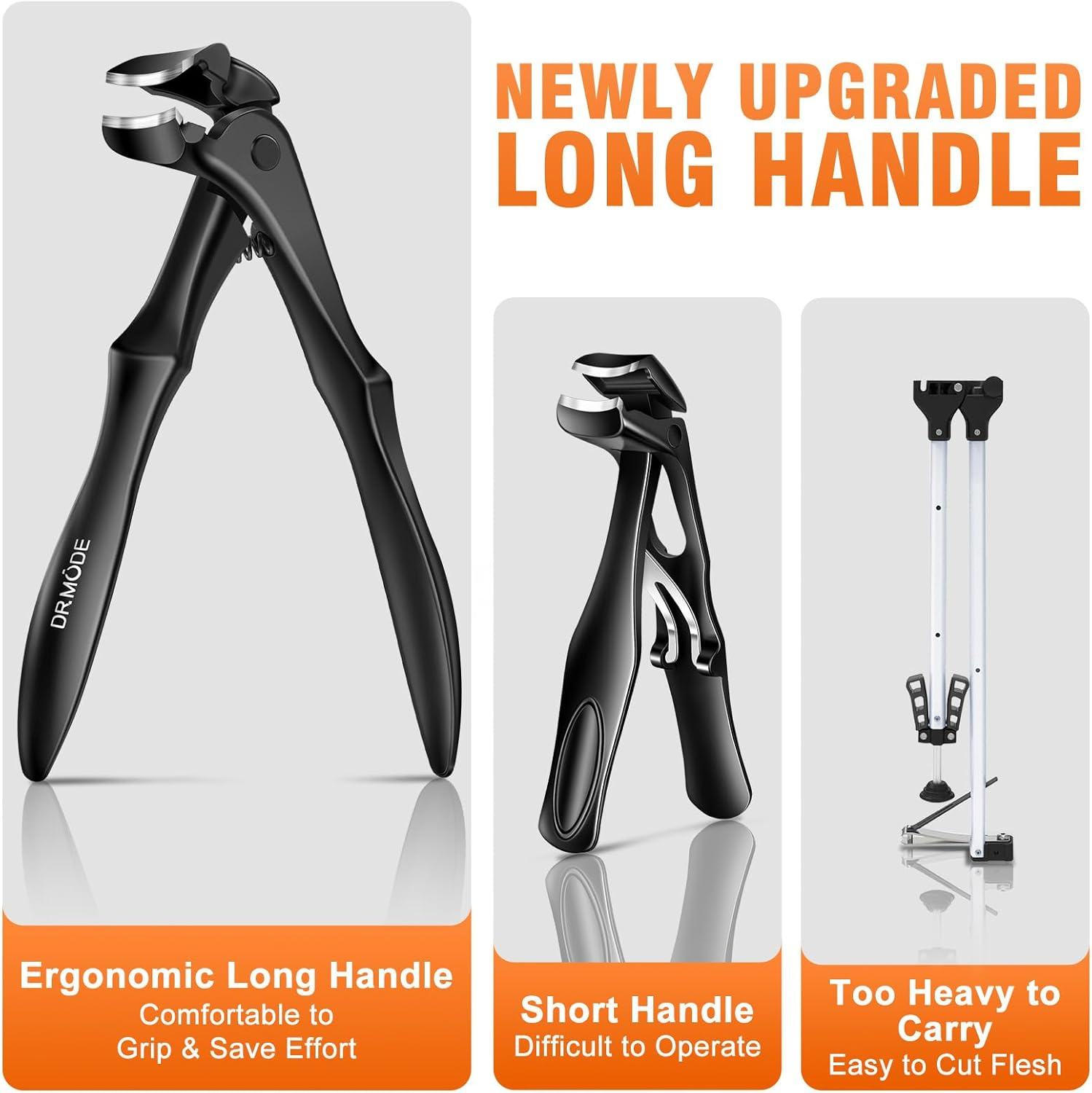 DRMODE Long Handled Toenail Clippers for Seniors, Angled Head Ergonomic Toe Nail Clippers for Thick Nails for Seniors with Wide Jaw Opening, Heavy Duty Large Finger Nail Clipper Adult Men with Catcher image number 6