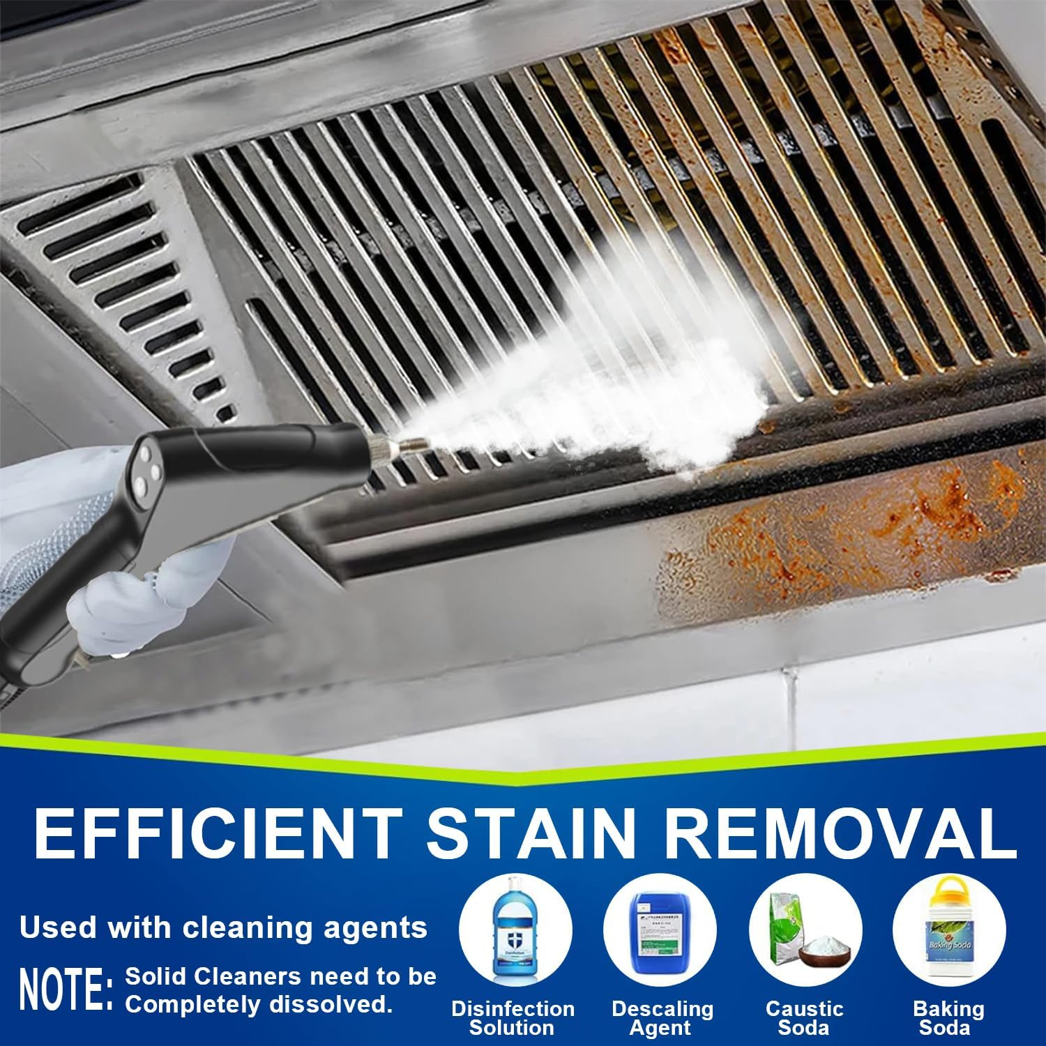 Handheld Steam Cleaner, Multi-Surface Pressurized Steam Cleaner with 6Pcs Accessories, Chemical Free Multi-Purpose Steam Cleaners, Steamer for Cleaning Dirt, Grease, Grout, Tile, Floor (Black A)