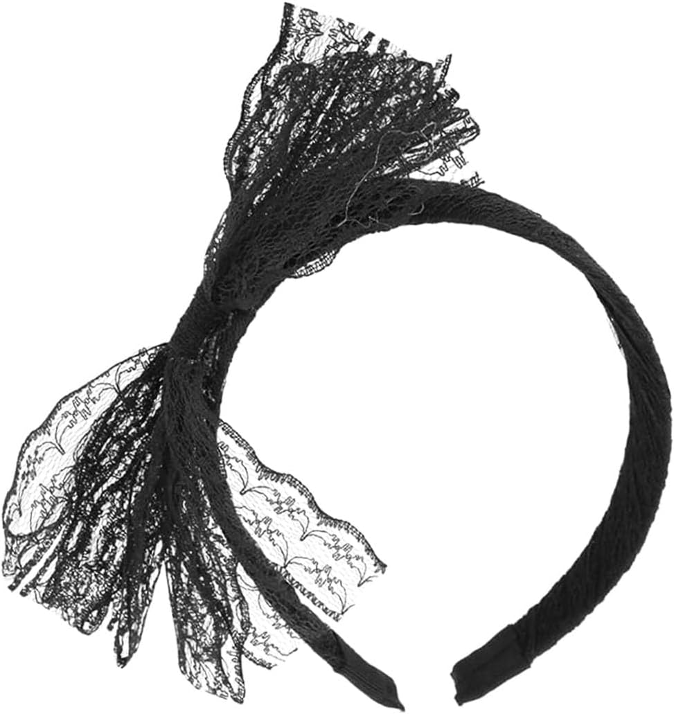 CENZICOM Women 80'S Party Lace Headband with Bow 80S Costumes Accessories, Set of 3 image number 2