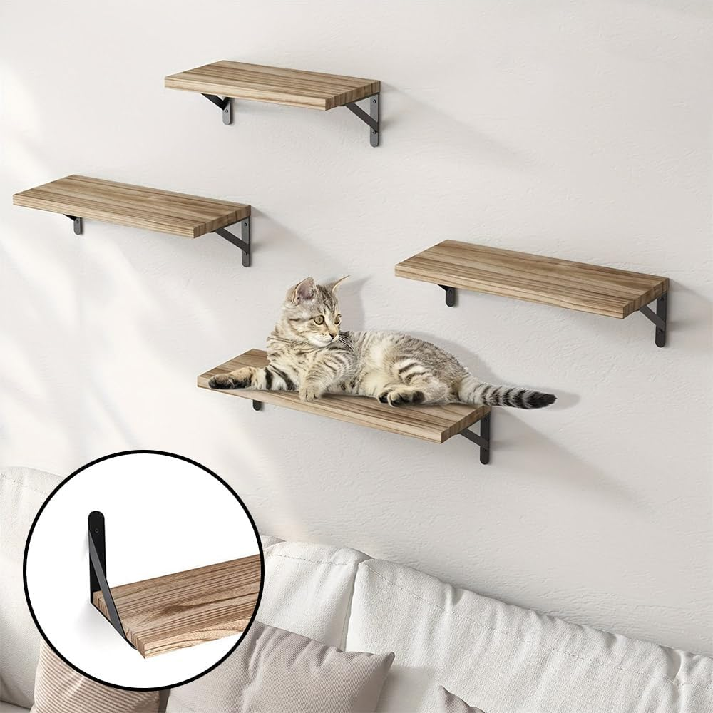 Wall Shelves Set of 4,Rustic Floating Shelves,Wall Storage Shelves Mounted,Living Room Rack, for Bedroom Decor, Bathroom Storage, Book Shelf image number 5