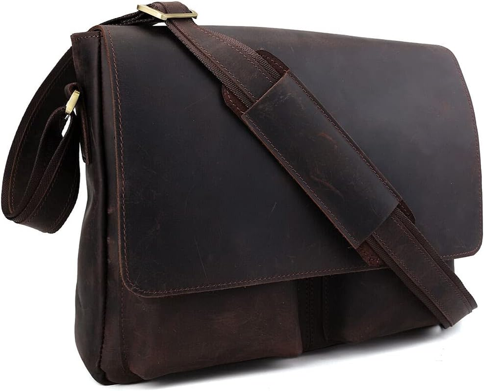 Tiding Leather Messenger Bag for Men Vintage 13 Inch Laptop Bag Work Business Satchel Crossbody Shoulder Bag image number 3