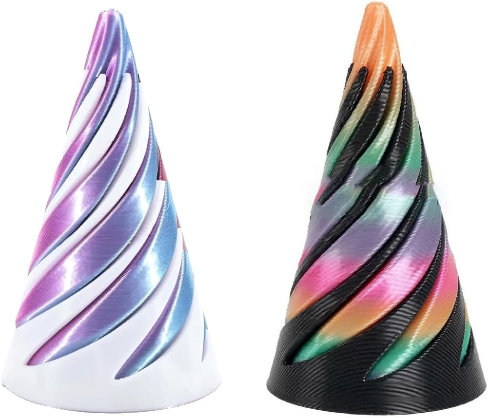 3D Printed Spiral Fidget Toys Impossible Pyramid Passthrough Sculpture Mini Cones Pass through Pyramid Fidget Toy (Green Black)