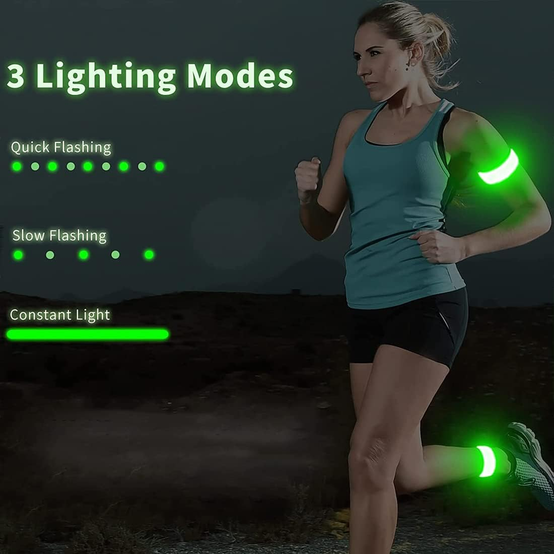 2 Pack USB Rechargeable LED Armbands,Led Reflective Arm Bands for Night Walking,360&deg; Reflective LED Bracelets,Armband Reflector for Running - Orange image number 3