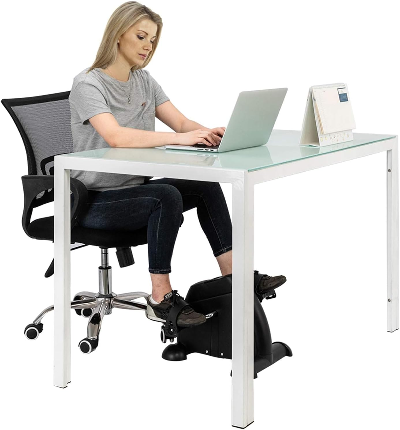 Mini Exercise Bike, under Desk Bike Pedal Exerciser Portable Foot Cycle Arm & Leg Peddler Machine with LCD Screen Displays, for Home, Office, Elderly, Physical Therapy, Calorie Burn image number 4