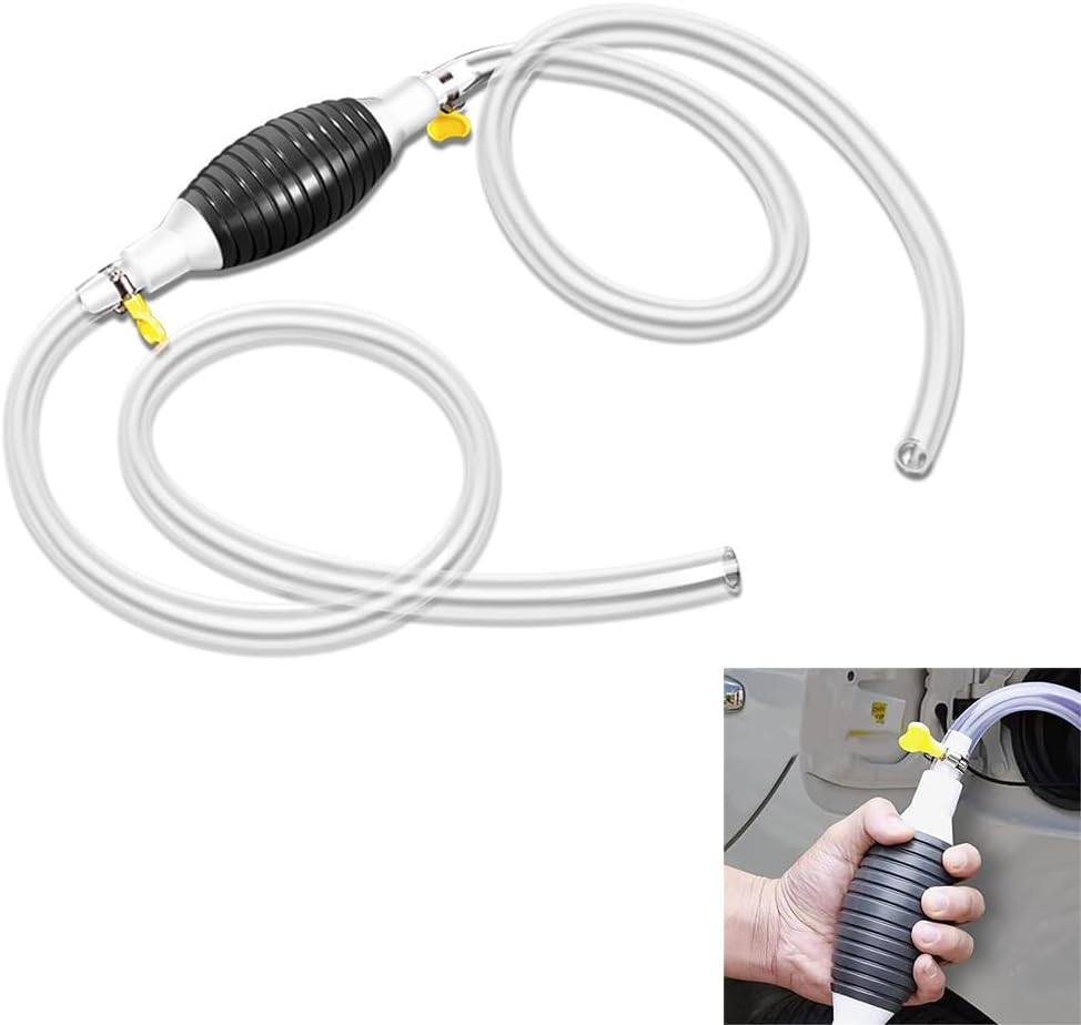 1PCS Manual Fuel Transfer Pump Portable Siphon Pump with 3M Syphon Hose，Multifunction Liquid Sucker Pump, for Gas Gasoline Oil Fuel Petrol Diesel Fluid Water Fish Tank Durable PVC Can Be Cut at Will