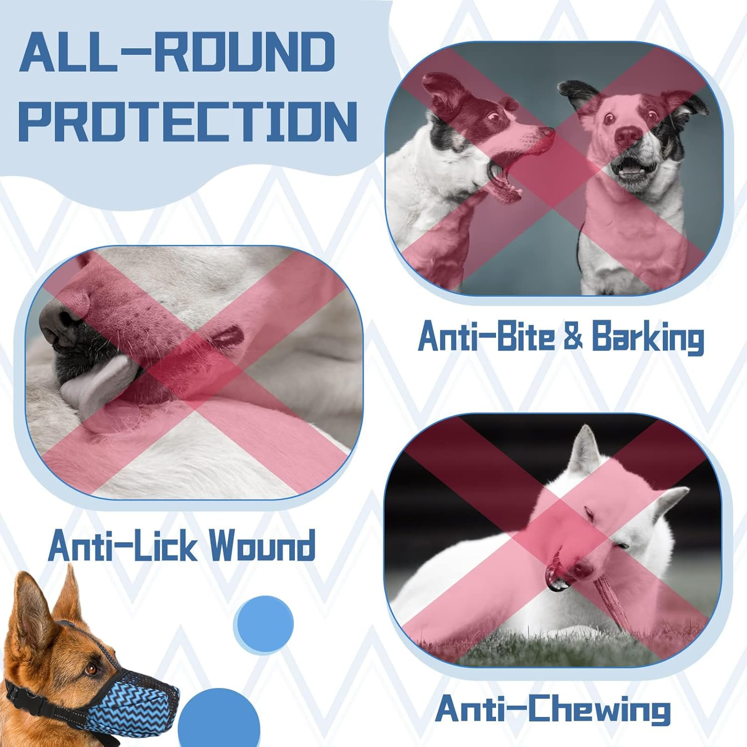 Calkrer Muzzle for Dogs, Nylon Muzzle Around, Dog Muzzle, Soft Mesh Muzzle for Large and Medium Dogs, Breathable image number 3