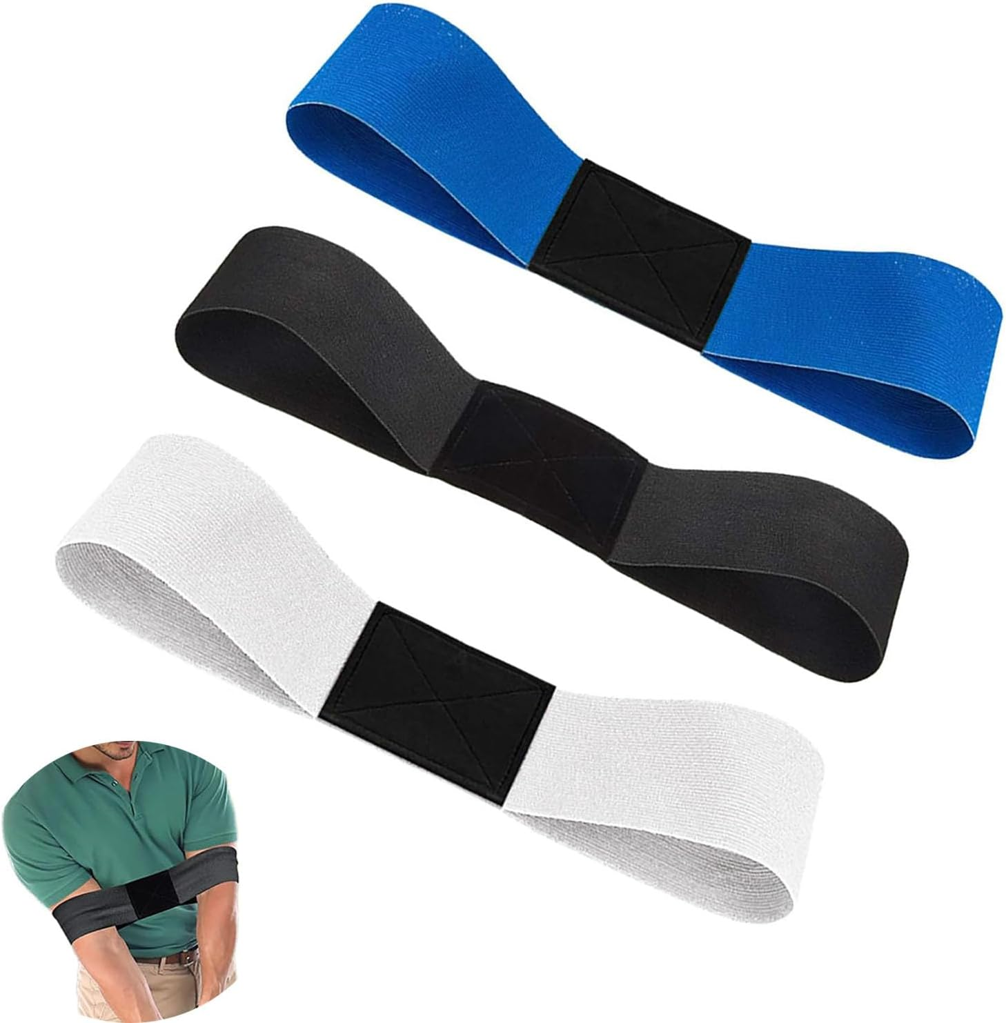 3Pcs Golf Swing Arm Band,Golf Corrector, Golf Balls Elastic Band,Swing Correcting Arm Band for Golf Beginners,Elastic Swing Correcting Training Aids,Golfing Accessories(Black,White,Blue) image number 1