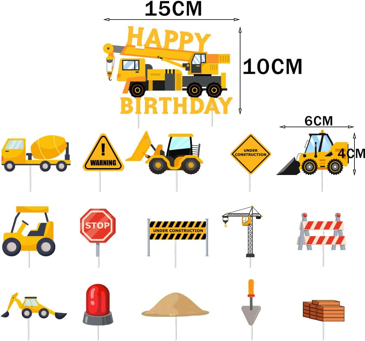 Construction Birthday Party Decorations Construction Happy Birthday Banner Vehicle Truck Cake Topper Hanging Swirls Ceiling Streamers Decor for Construction Birthday Party Supplies