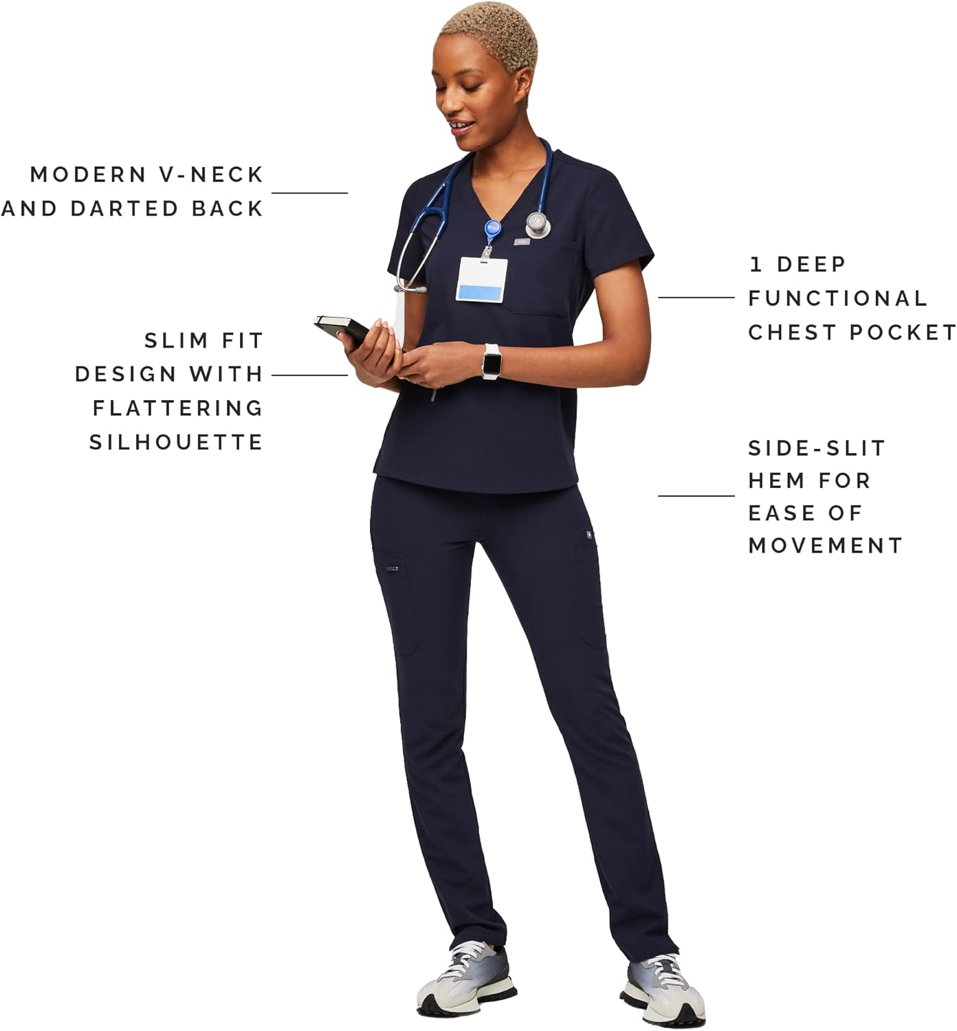 FIGS Catarina Scrub Tops for Women &mdash; Classic Fit, 1 Pocket, Four-Way Stretch, Anti-Wrinkle Women&rsquo;S Medical Scrub Top image number 3