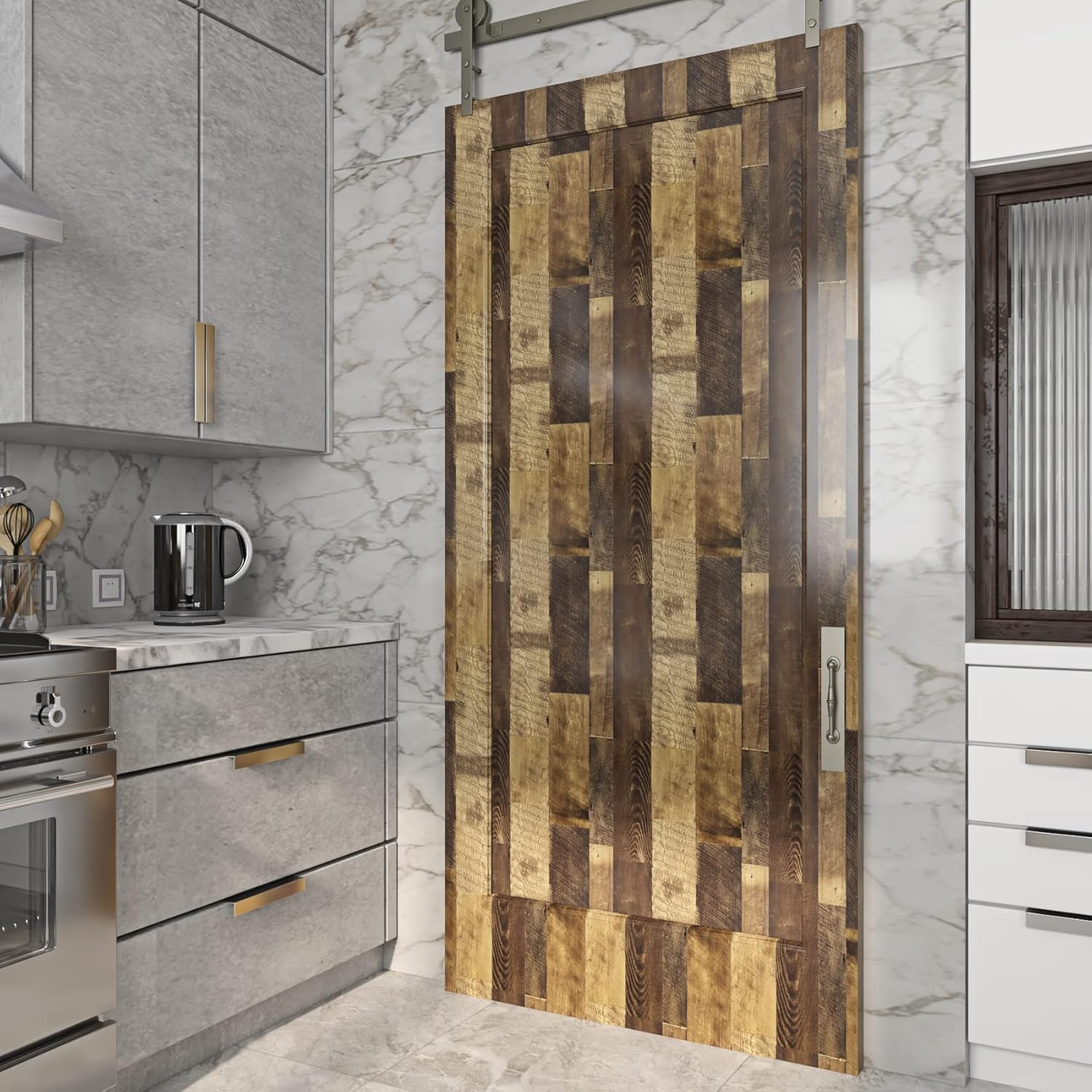 Livelynine Reclaimed Wood Vinyl Flooring Roll Waterproof Vinyl Plank Flooring Peel and Stick Wood Planks for Walls Kitchen Bathroom Floor Desk Countertop Covers Accent Wall Stick on Shiplap 15.8X78.8