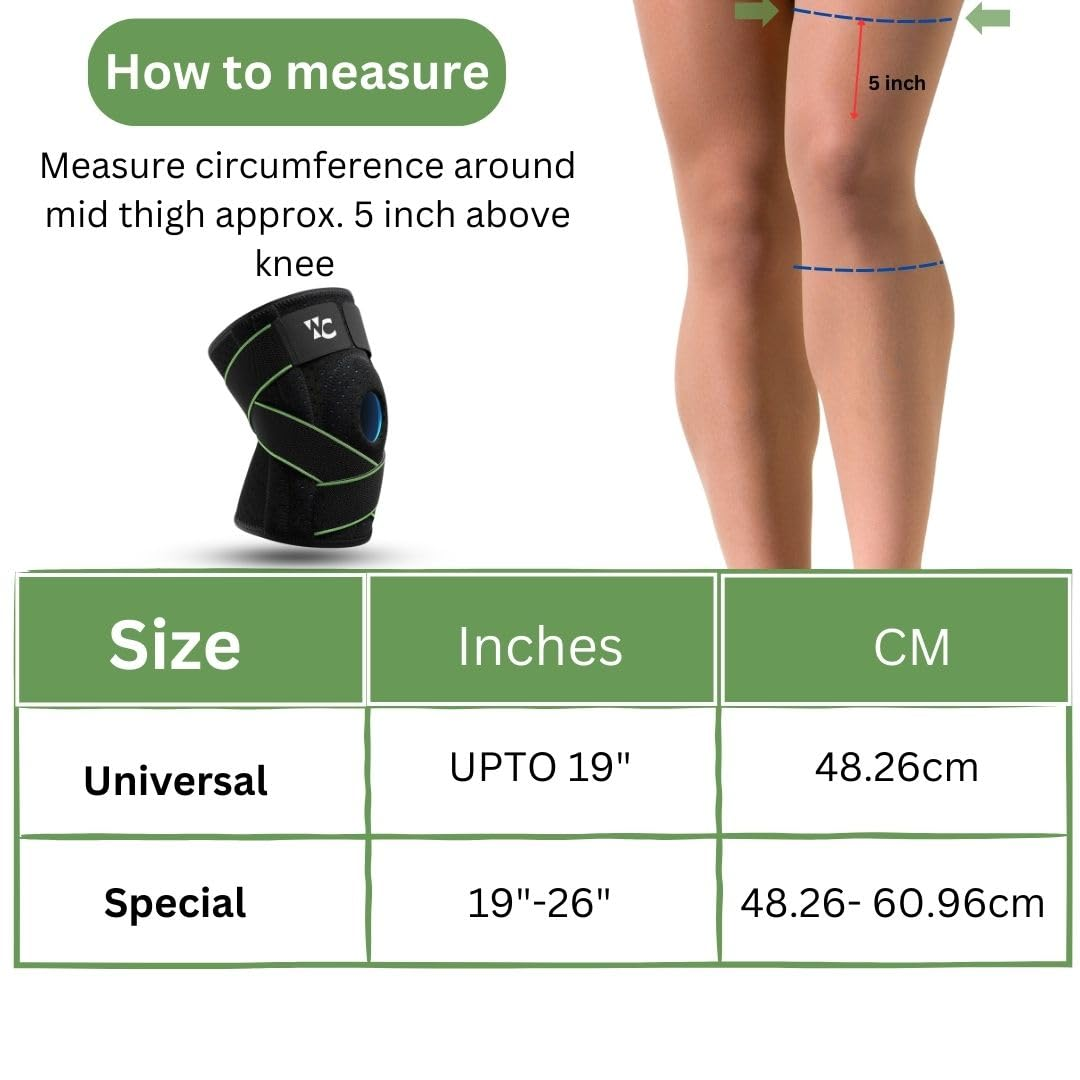 Wonder Care Knee Brace for Men/Women with Patella Gel Pads & Anti-Slip Silicone Strip Support Best Knee Brace for Pain, Knee Brace with Side Stabilizers, Adjustable Patella Compression Knee Support image number 4