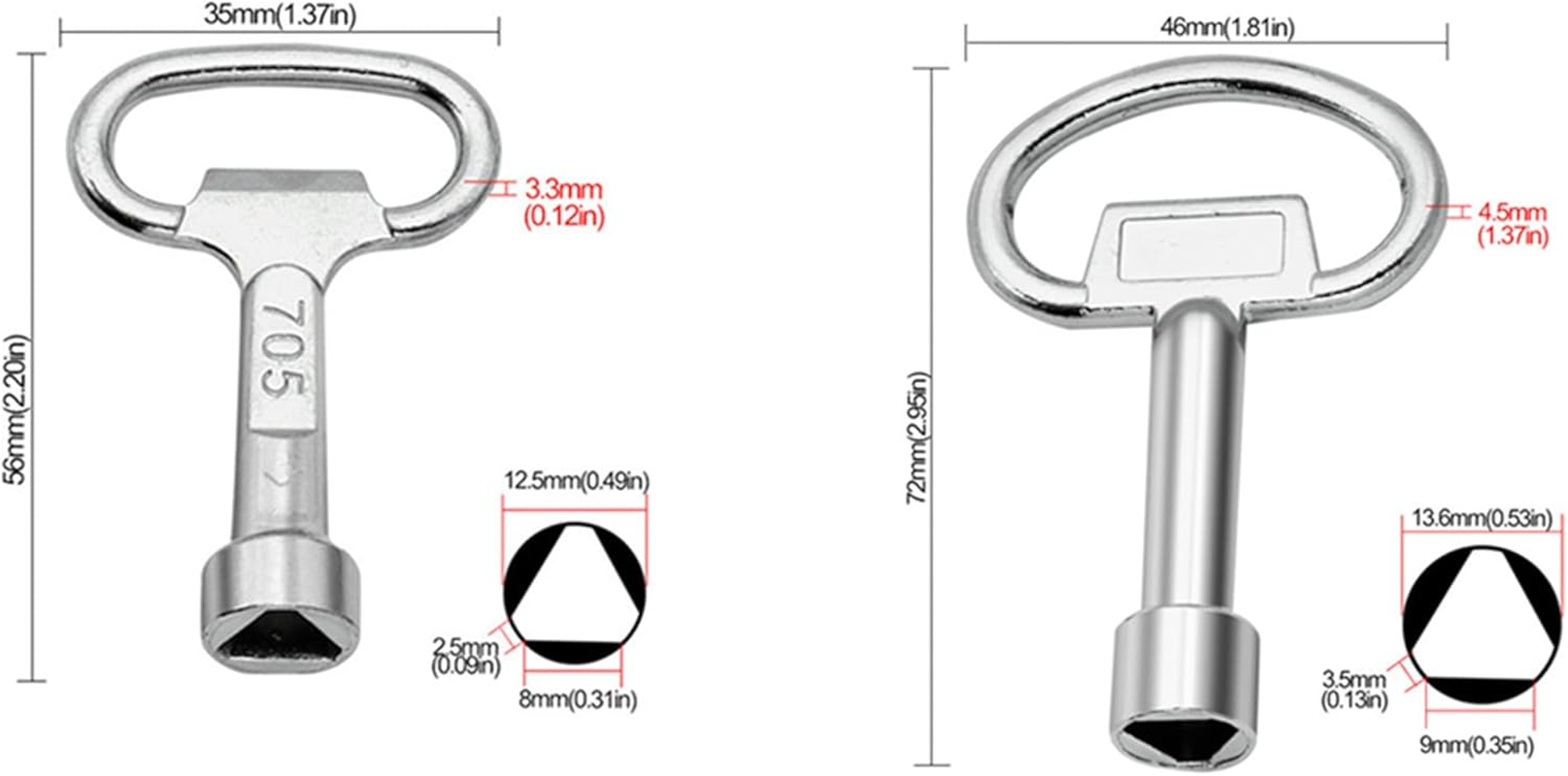 5 PCS Multifunctional Master Key Tools, Plumber Key Wrench Tools Square Triangle Socket Wrench Faucet Radiator Water Meter Control Cabinet Elevator Key