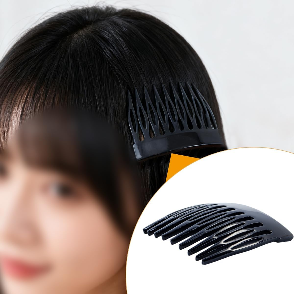 Hoite 4Pcs Black Small French Side Comb Slide Hair Clips Decorative Bun Holders Strong Hair Styling Accessories for Women Acrylic image number 6