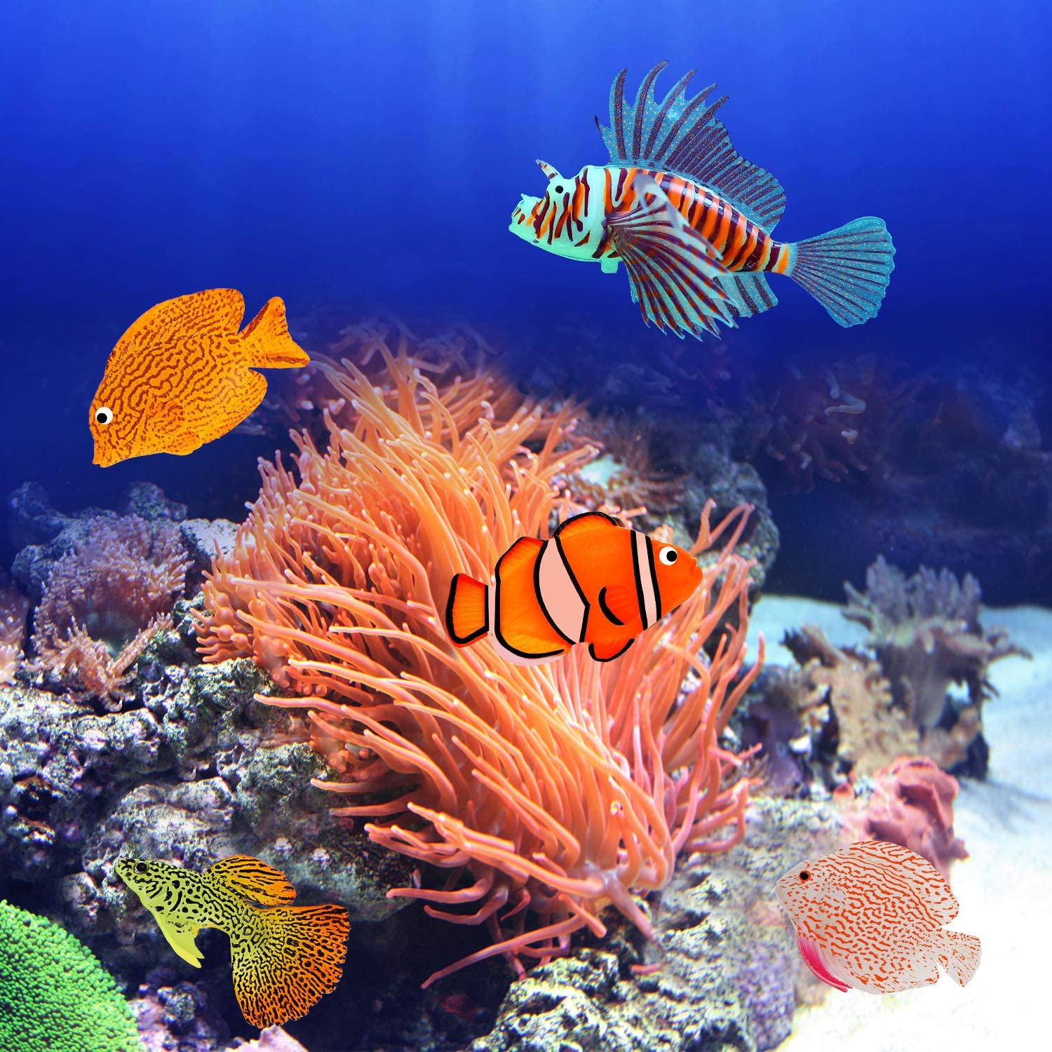 7 Pieces Artificial Fish Colorful Fake Fish Glowing Effect Aquarium Decor Floating Ornament for Fish Tank Decoration(Classic Color) image number 3