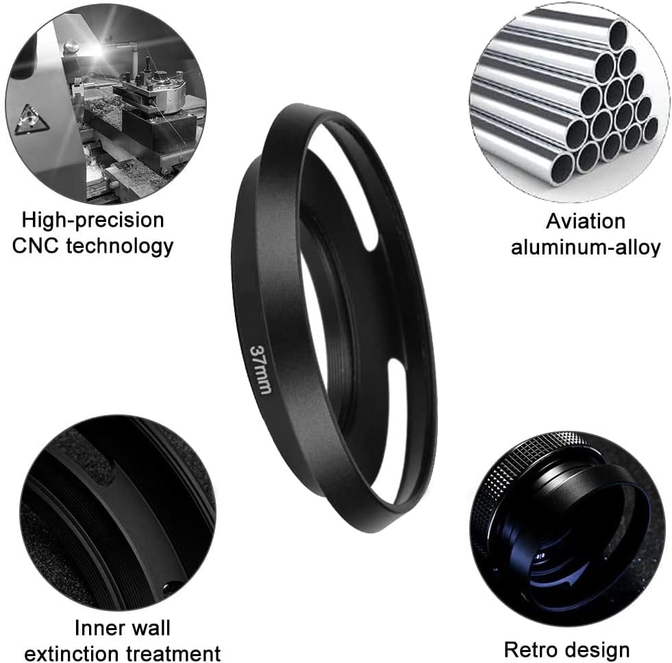 Metal 37Mm Lens Hood & Cap Compatible for Olympus E-M10 Mark III, E-PL7 with Zuiko 14-42Mm Lens, LUMIX G 12-32Mm Lens (1+1 Pack) image number 6