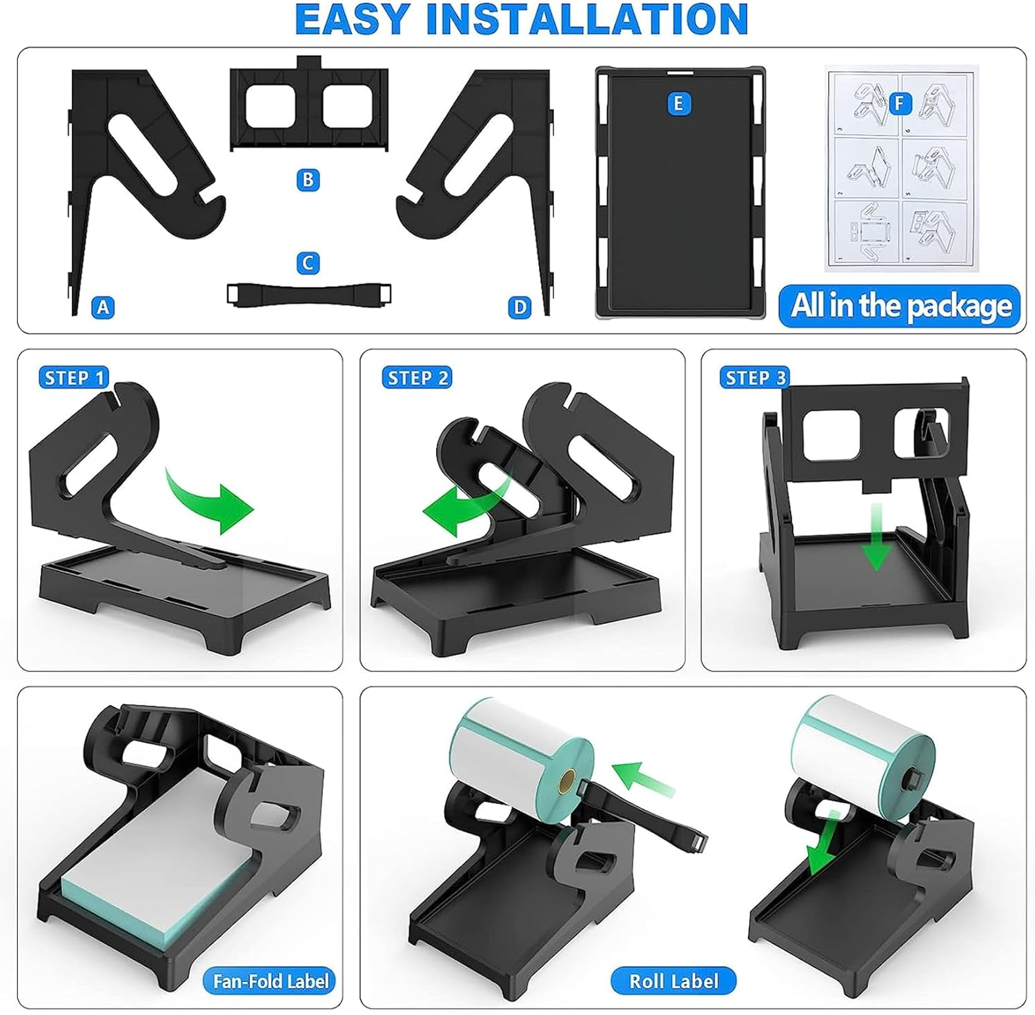 Thermal Label Holders Label Holder for Rolls and Fanfold Shipping Label Stand Desktop Lables Printer DIY Accessory Supplies for Home Office - Grey image number 2
