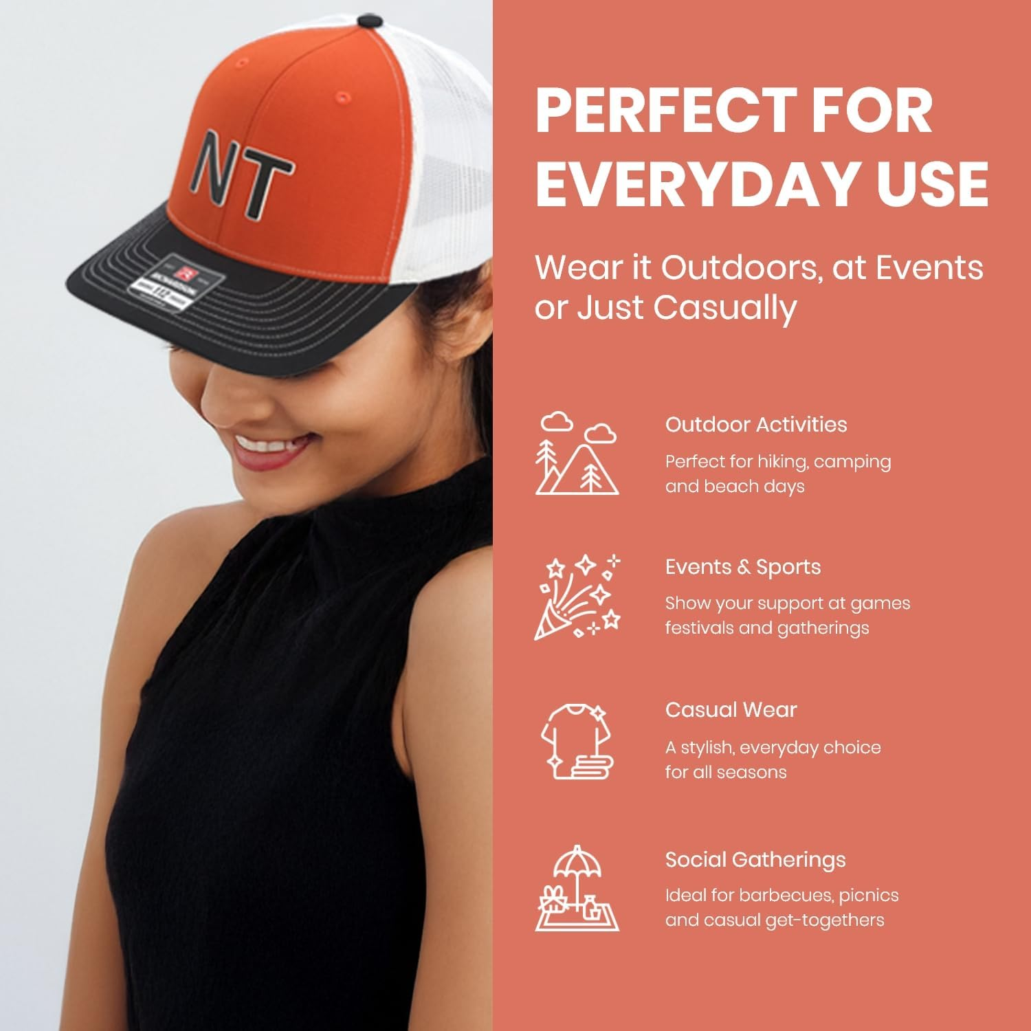 Northern Territory Supporters Hat, Richardson 112 Trucker Cap, Bold 'NT' Text, Adjustable Snapback Closure, Breathable, Cotton-Poly Front Panel, Mesh Back, Sports & Casual Wear, Red-White-Black image number 5