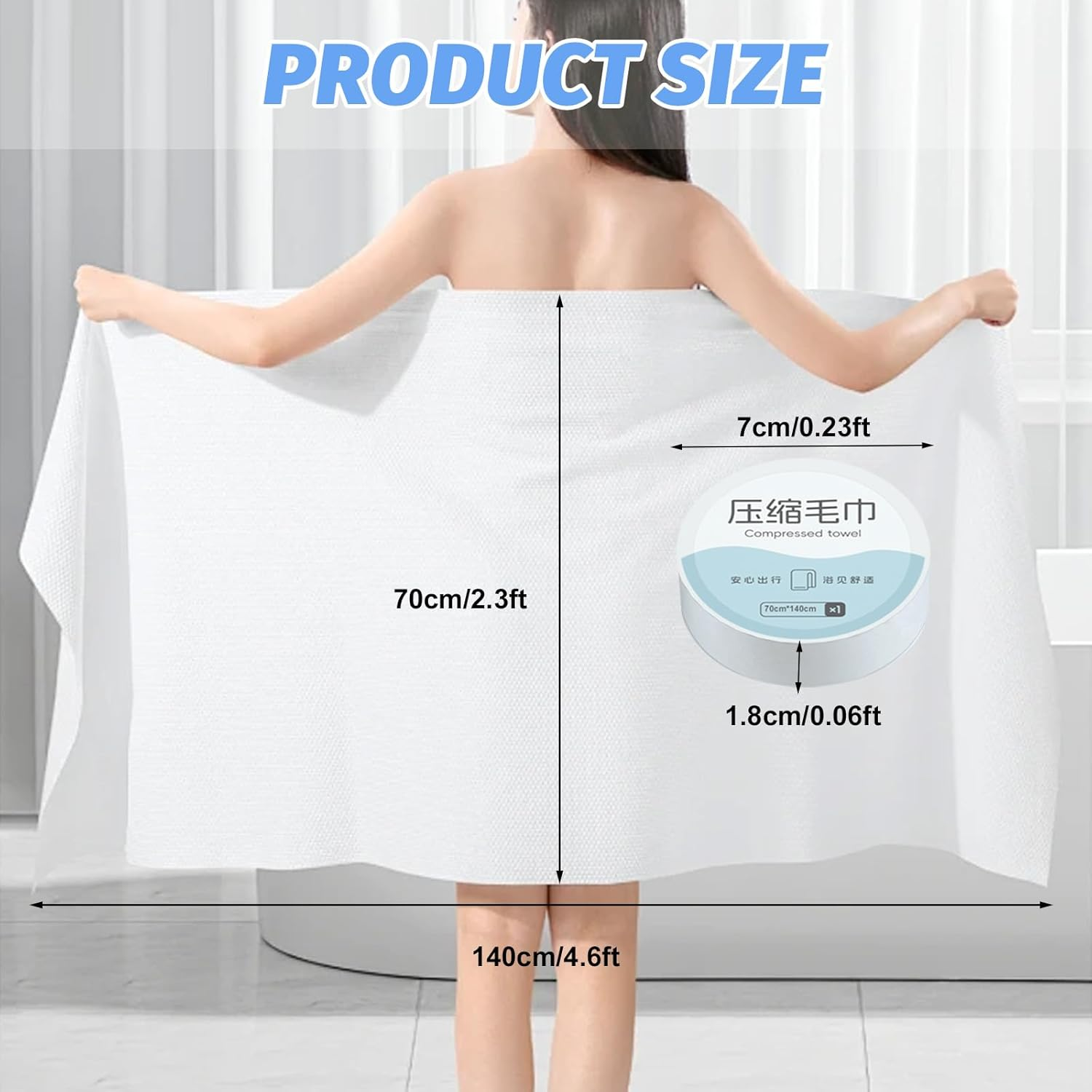 5 Pack Compressed Towel & Reusable Travel Essentials Towels | Large Compressed Towels &ndash; 70X140Cm Ultra-Absorbent for Camping, Swimming & Emergencies image number 5