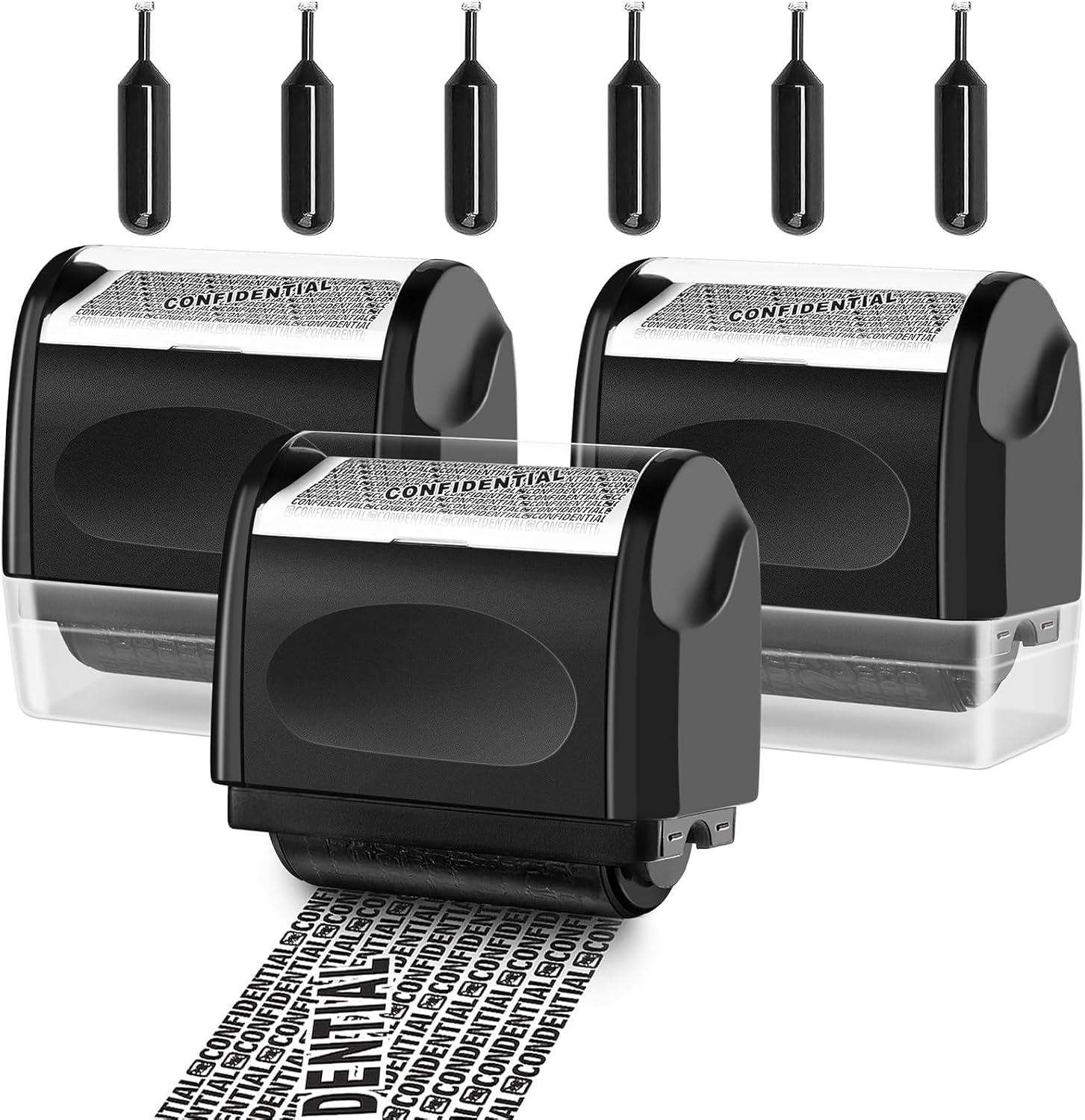 Identity Theft Protection Roller Stamp, 1 Refill Ink - Confidential Roller Stamp for Identity Protection & Security Stamps- Blocking Out Privacy Information and Guard Your Address and ID