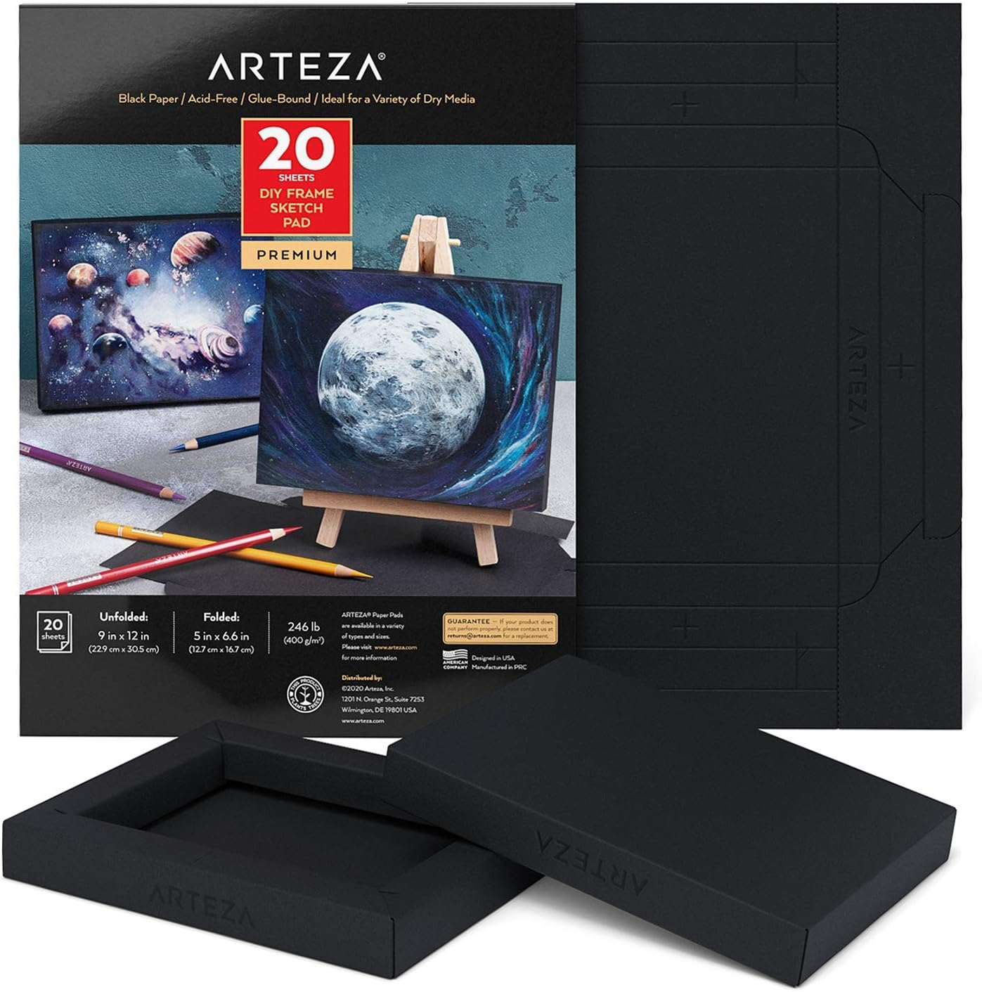 ARTEZA Mixed Media Paper Foldable Canvas Pad, 7X8.6 Inches, 20 Sheets, DIY Frame, Heavyweight Multimedia Paper, 228 Lb, 370 GSM, Acid-Free, Wood Pulp Canvas Pad for Painting & Mixed Media Art