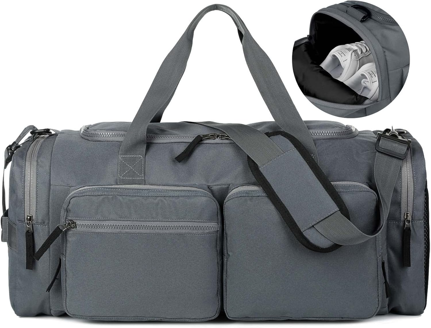 Duffle Bag for Men Women 40L Waterproof Sports Duffels Bags Travel Gym Bag with Shoe Compartment,Wet Pocket Large Weekender Overnight Bag Hospital Holdalls,Black