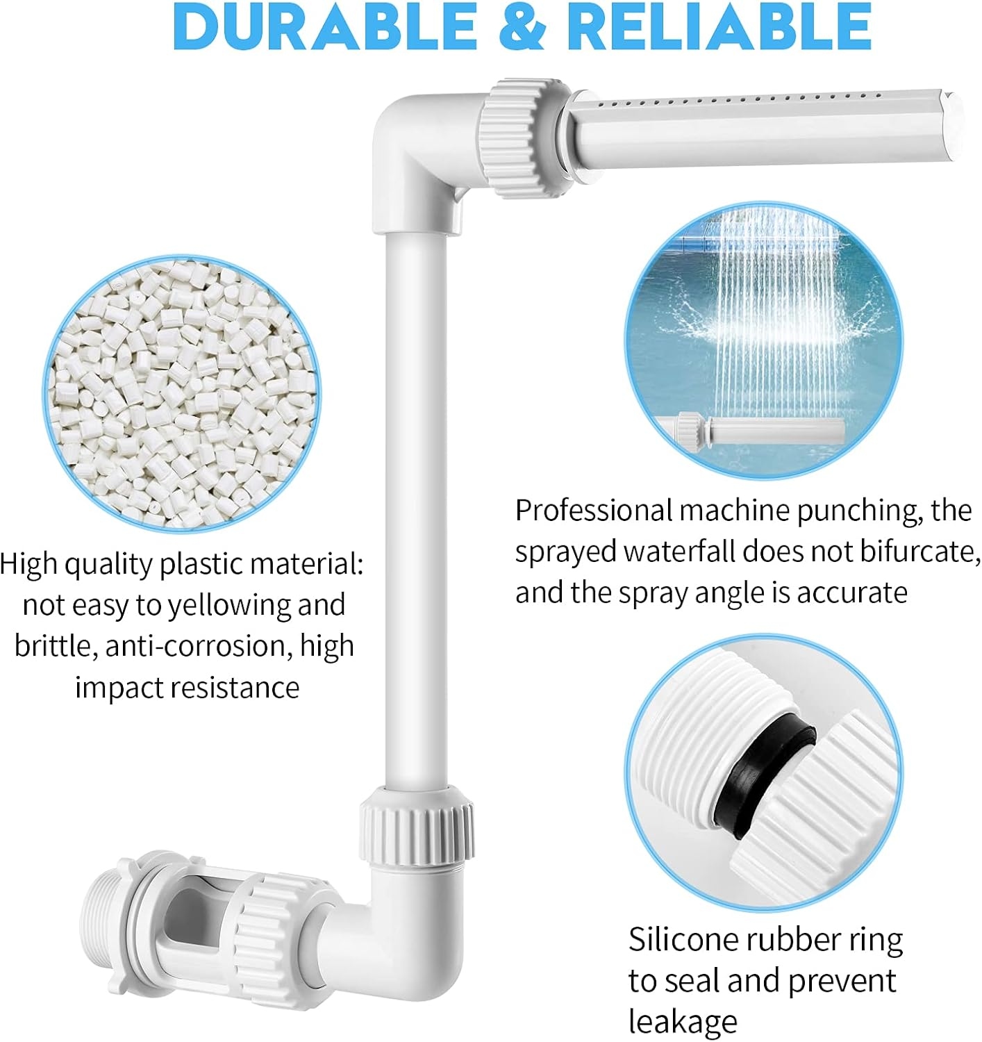 Pool Fountain Waterfall Spray, Briidea Adjustable Water Fun Sprinklers Cool Pool Accessories Decor, Fits Most 1.5" in Ground & above Ground Return Jets image number 2