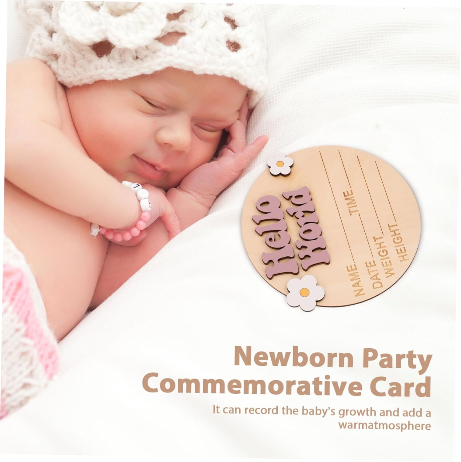Didiseaon Growth Commemorative Card Wood Newborn Milestone Sign Name Birth Announcement Welcome Photo Prop Decorations - Multi image number 5