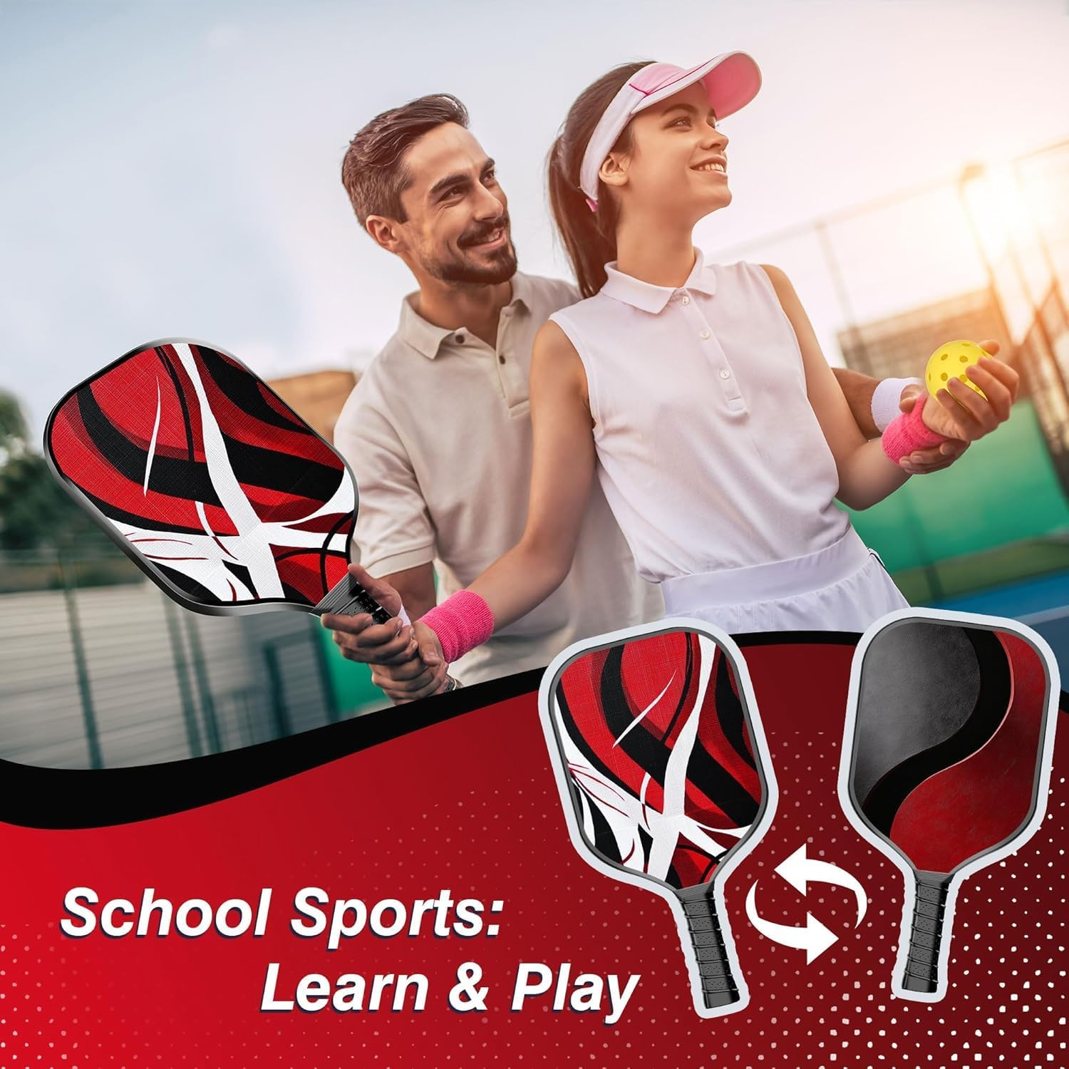 Premium Wood Pickleball Set - 4 Paddles, 4 Balls, Ergonomic Cushion Mesh Storage Bag - Gifts for Beginner and Pro image number 1