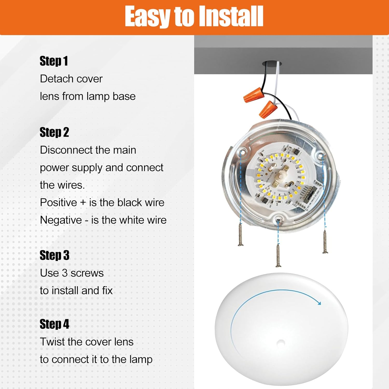 5CCT LED RV Dome Ceiling Lights, On/Off Switch, DC 12V Surface Mount Interior Puck Light for Slim Motorhome, Trailer, Boat, Camper Lighting, 5W, 2700K/3000K/3500K/4000K/5000K, 4.5 Inch, 6 Pack image number 5