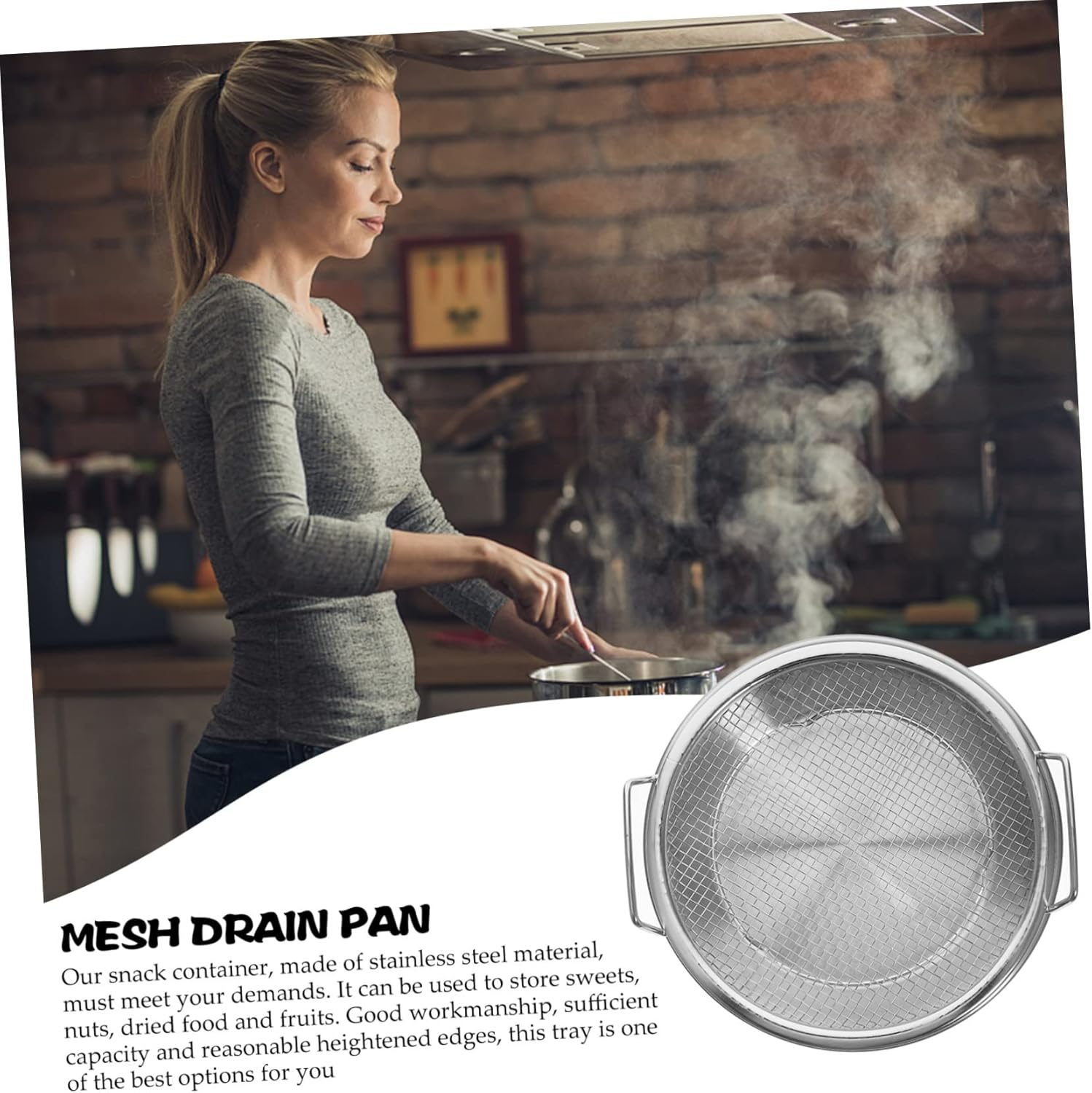 CIYODO Fried Foods Plate Drain Rack Snack Storage Tray Stainless Steel Food Holder Barbecue Plate