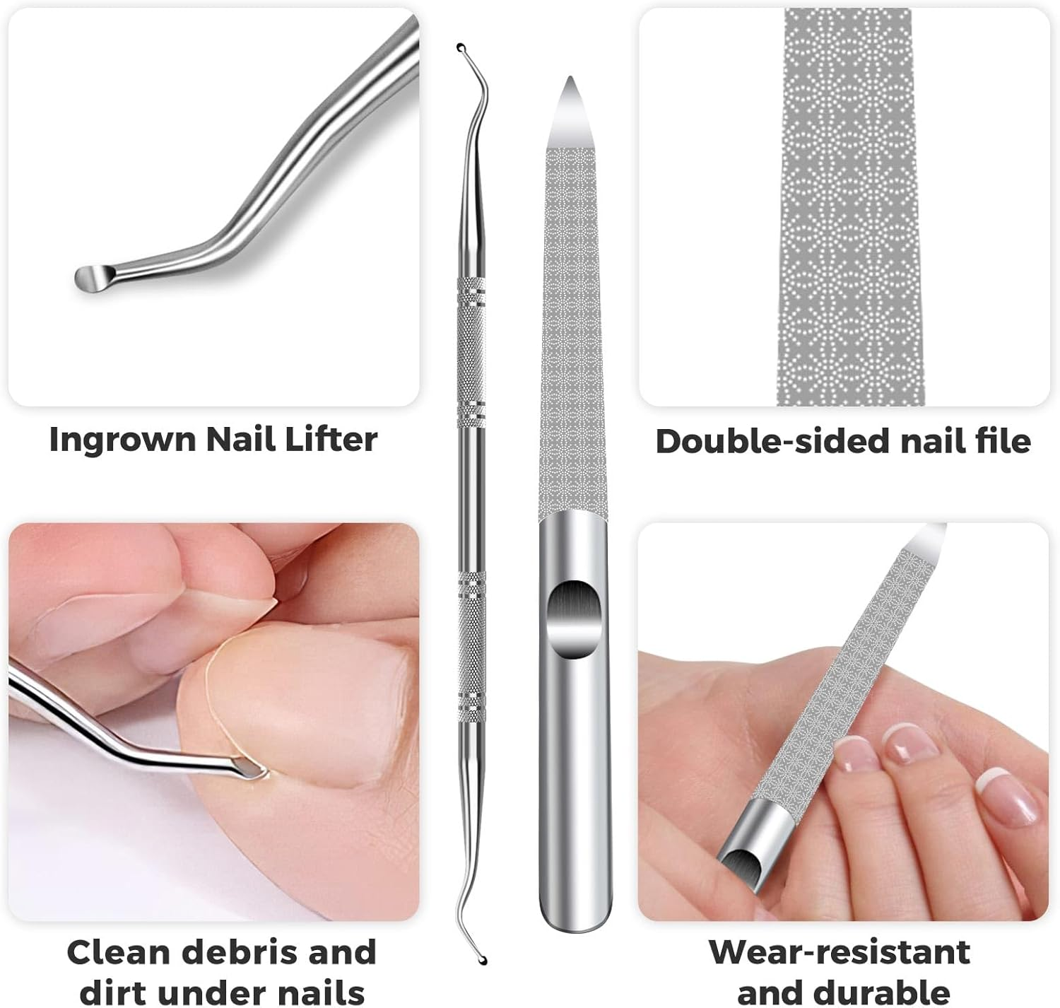 Toenail Clippers for Seniors Thick Toenails, Heavy Duty Large Toe Nail Clippers for Men Thick Nails with Wide Opening, Sharp Ingrown Toenail Clippers Nail Cutter Long Handle with Slanted Curved Blade - Black  Sliver image number 2