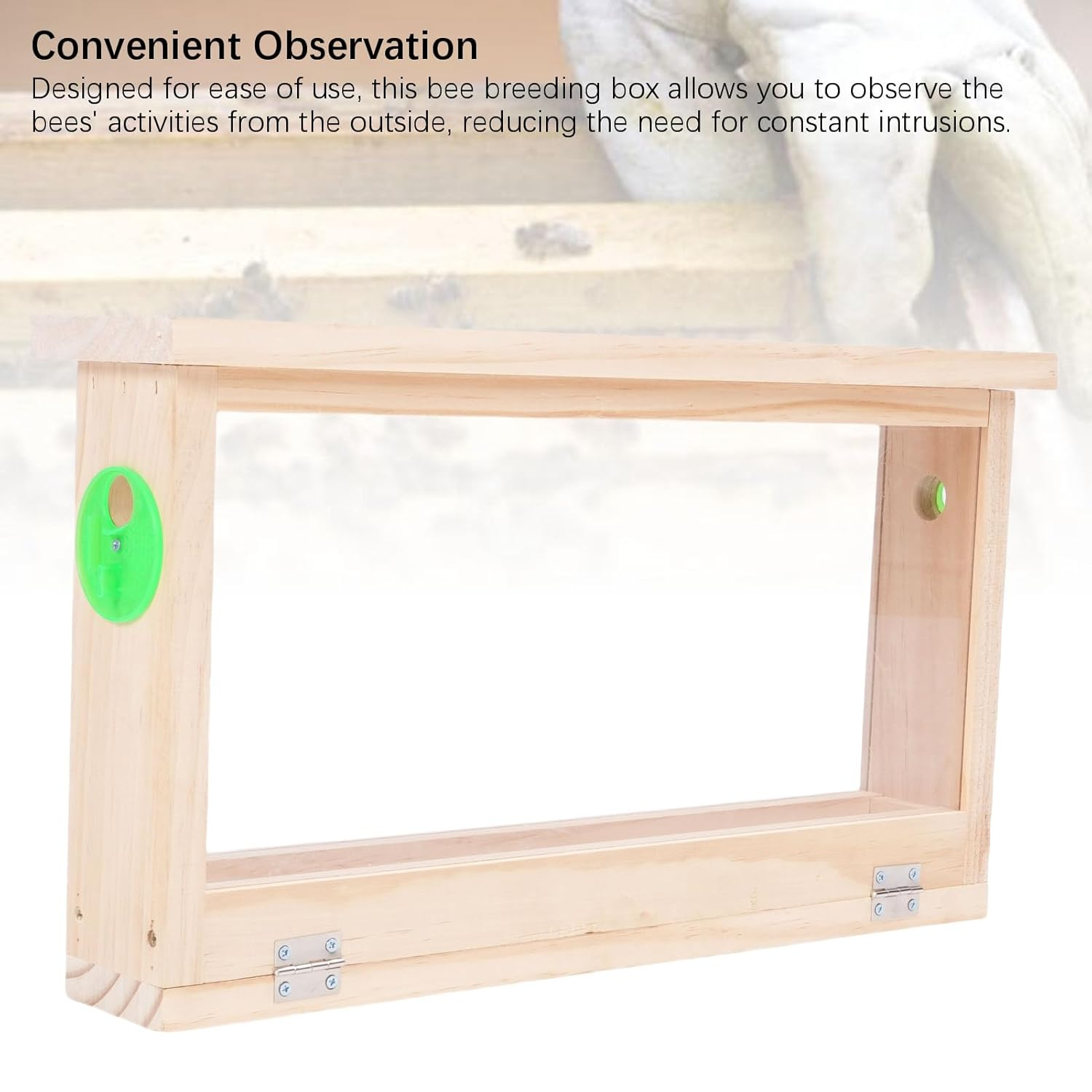 TOPINCN Bee Breeding Observation Box Educational Transparent Wooden Hive for Beekeeping Supplies Ideal for Educational Demonstrations