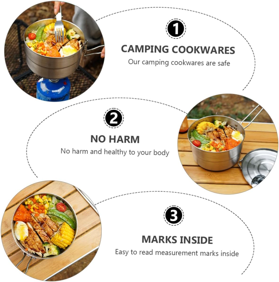 Lightweight Portable Folding Pot Camping Cookware Hiking Pot Outdoor Cooking Utensils Bento for Indoor Outdoor image number 2