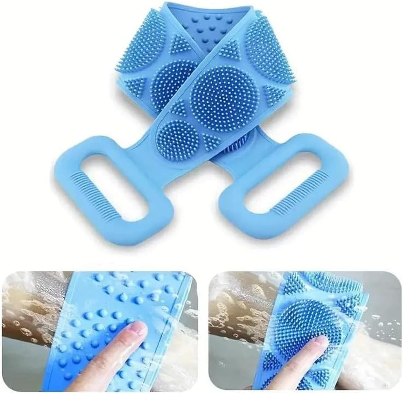 Cyktxei 1Pcs Silicone Back Scrubber with Long Handle (76Cm), Gentle Exfoliating Body Scrubber & Back Washer for Shower, Deep Cleansing Bath Brush for Smooth Skin, Men & Women (Light Blue) image number 1