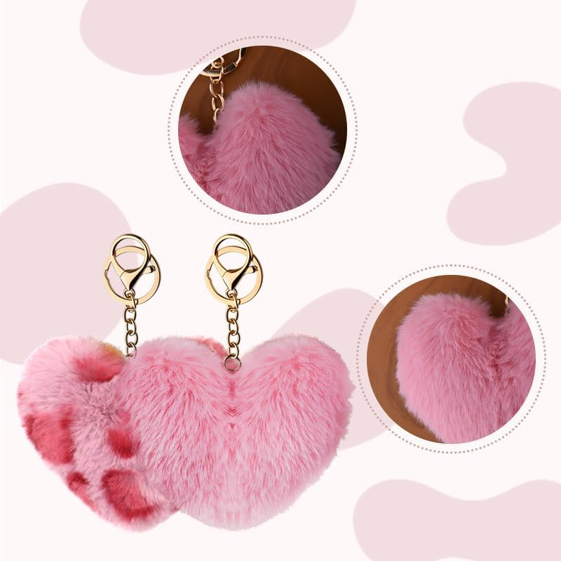 Leopard Print Bag Charms for Handbags Purse Leopard Keychains for Women Girls Animal Lover Heart Accessories for Car Keys - Black Leoprad image number 5