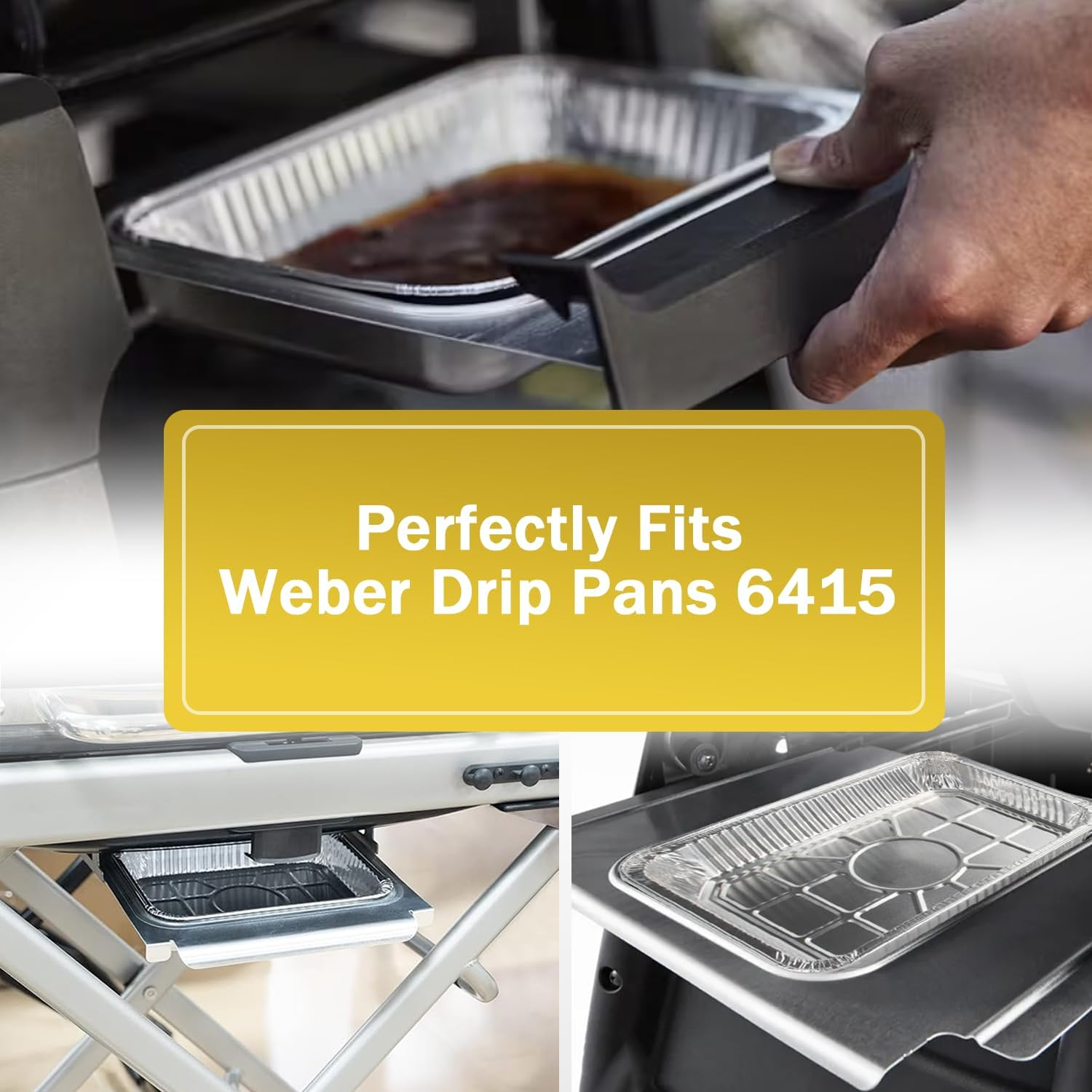 25 Piece Grease Tray Liners Compatible with Weber 6415 Grill Drip Pans Aluminum Barbecue Drip Pans Liners 21.9&times;15.1&times;3.4 Cm