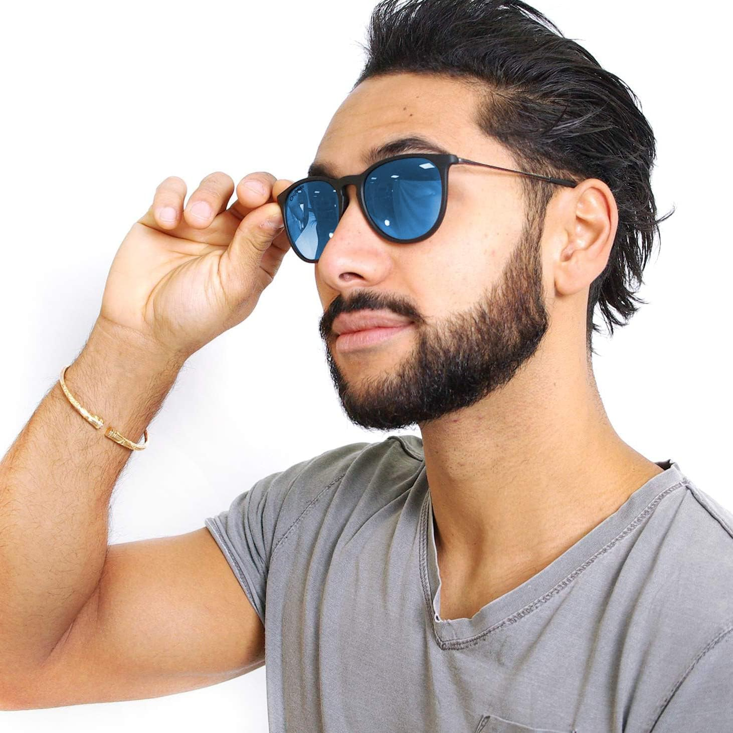 Craftman Classic Retro round Gradient Polarised Mirrored Matte Finished Sunglasses for Women for Driving and Traveling - Brown, Tortoise image number 7